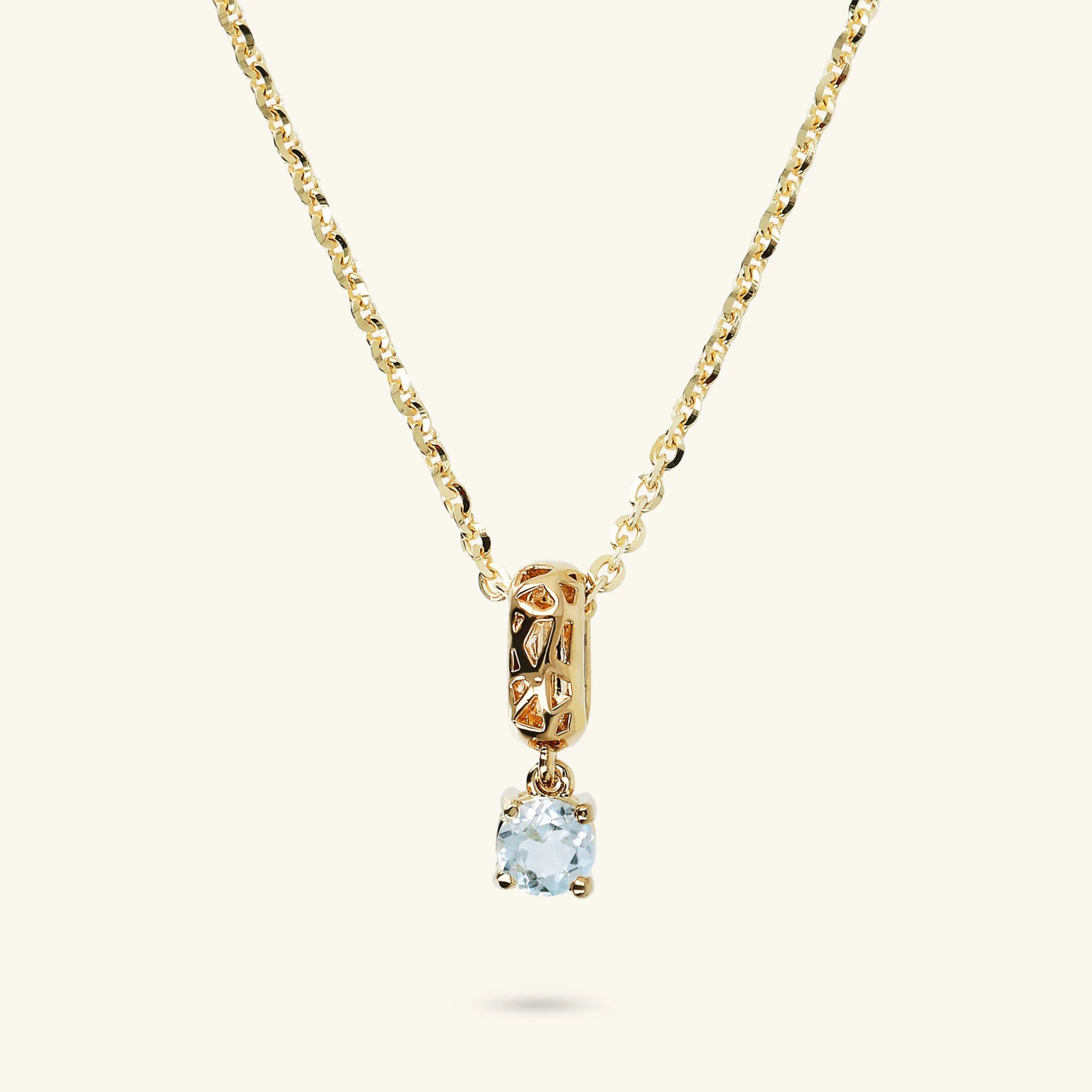 Collana in Argento 925 Placcata Oro Giallo 18kt con Ciondolo Traforato e Pietra Naturale