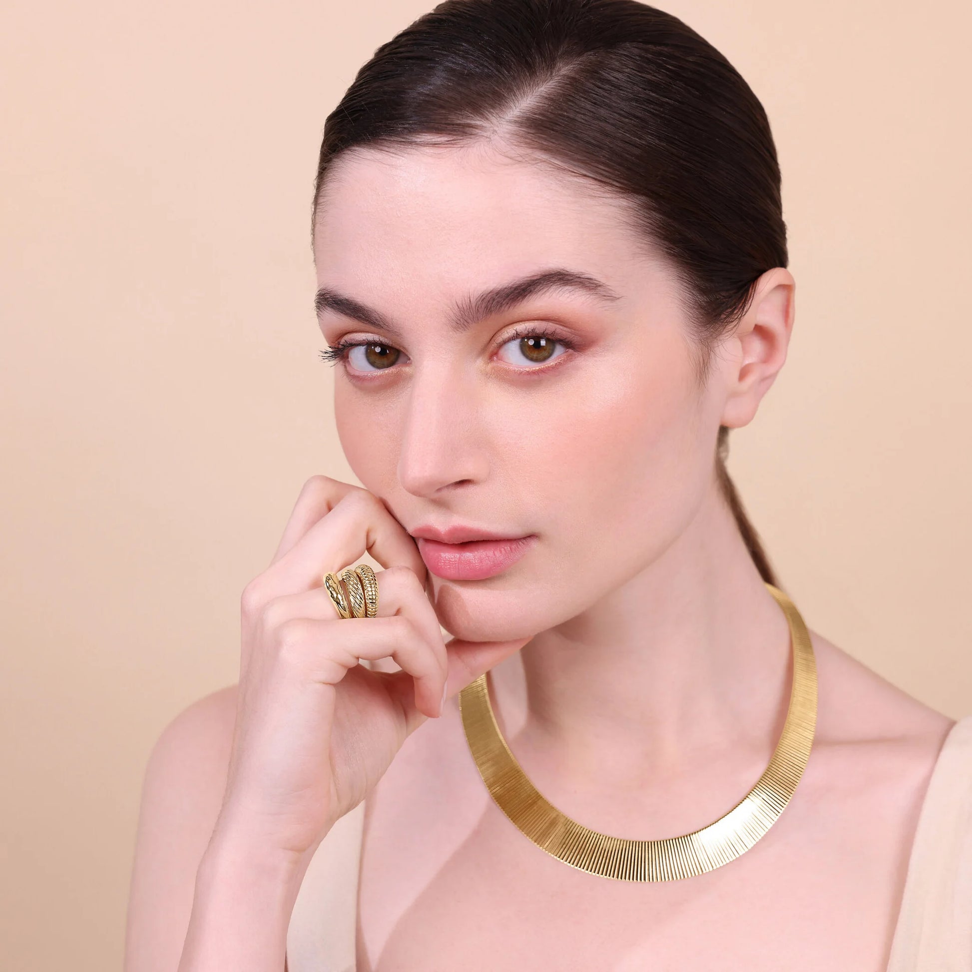 Set of Hammered and Striped Rings