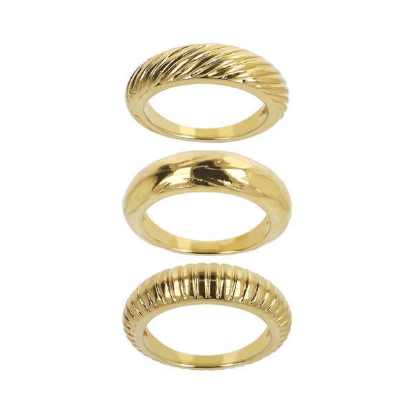 Set of Hammered and Striped Rings