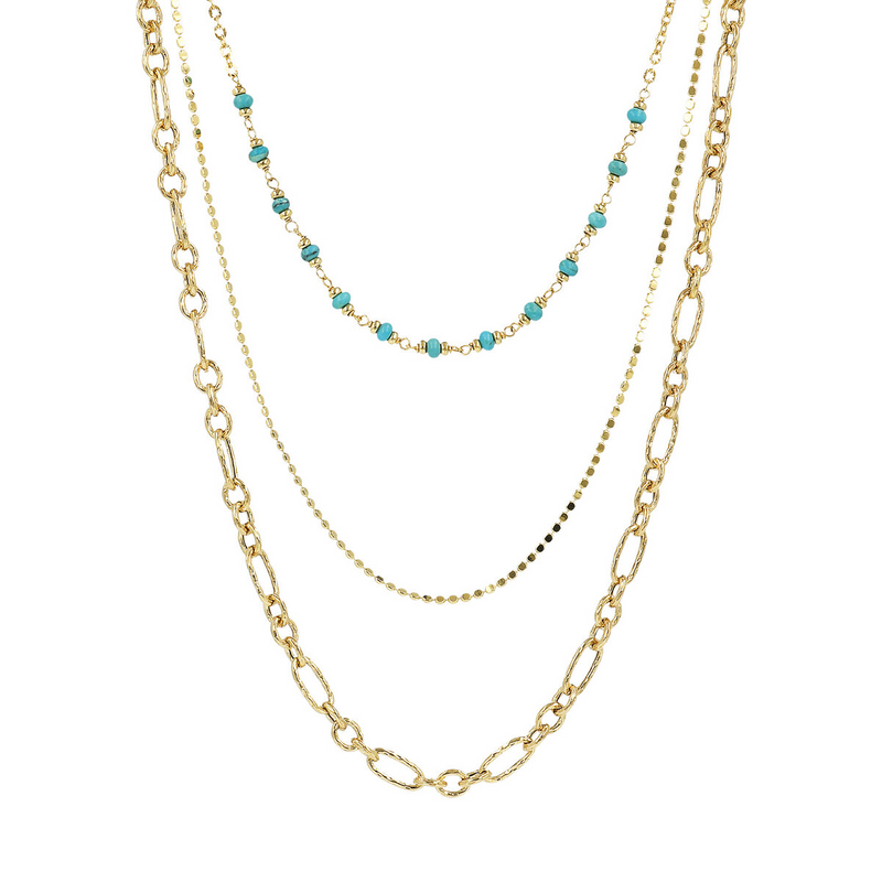 Multi-strand Necklace with Turquoise Natural Stone