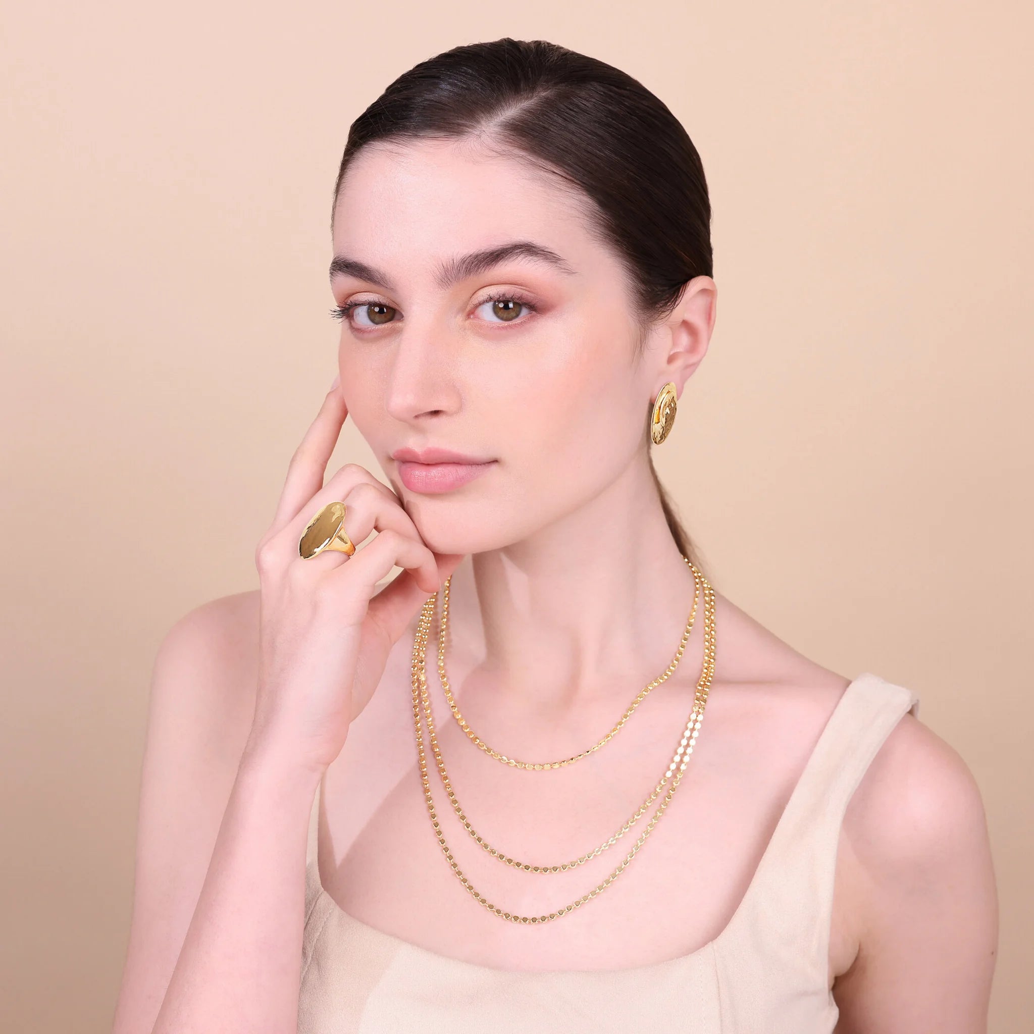 Multi-Strand Necklace with Small Disc Chain
