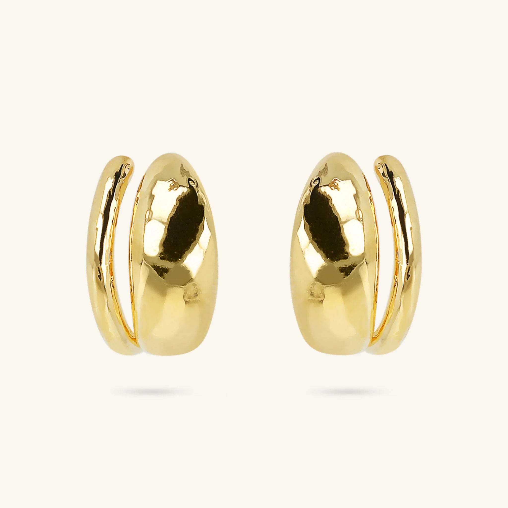 Double Design Hammered Earrings