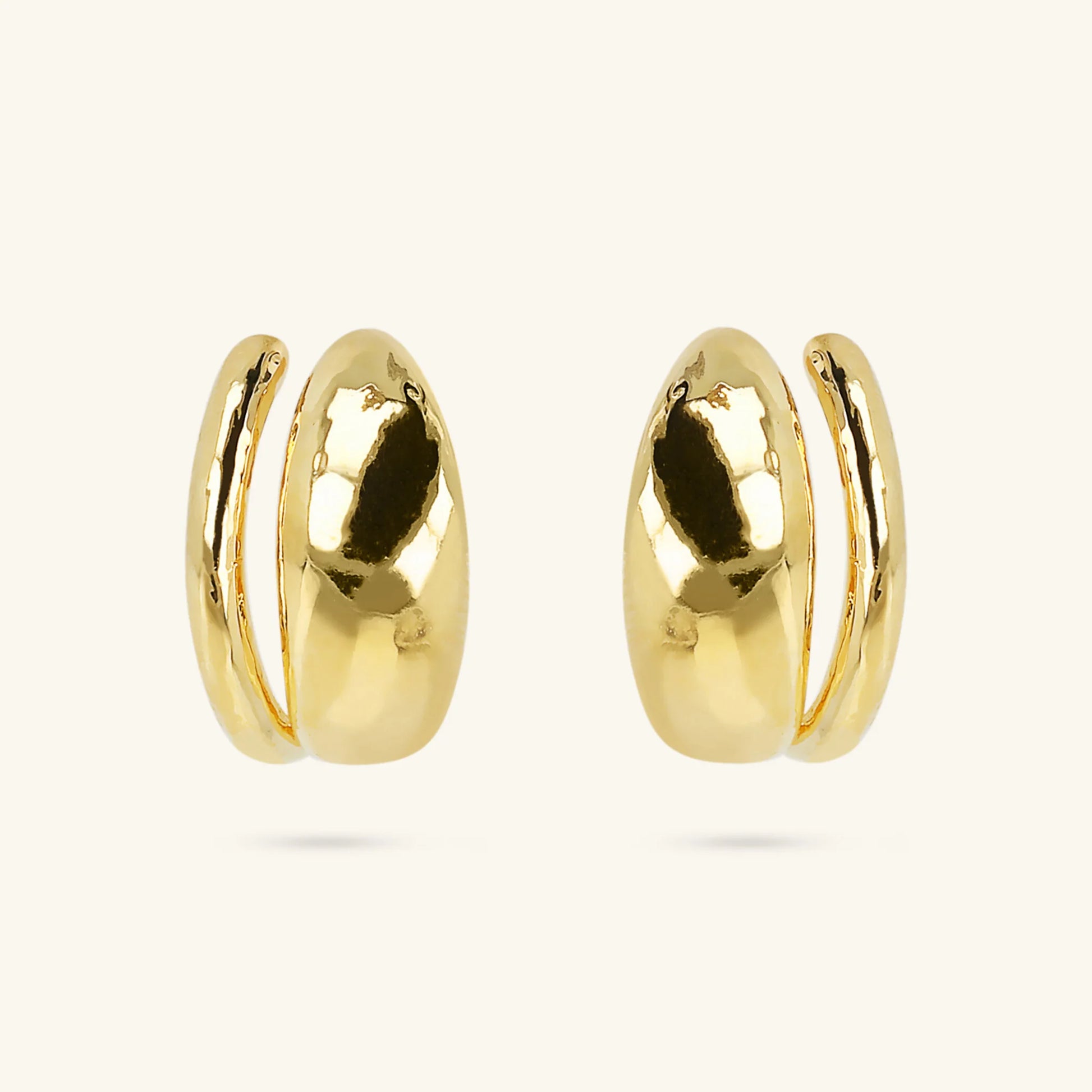 Double Design Hammered Earrings