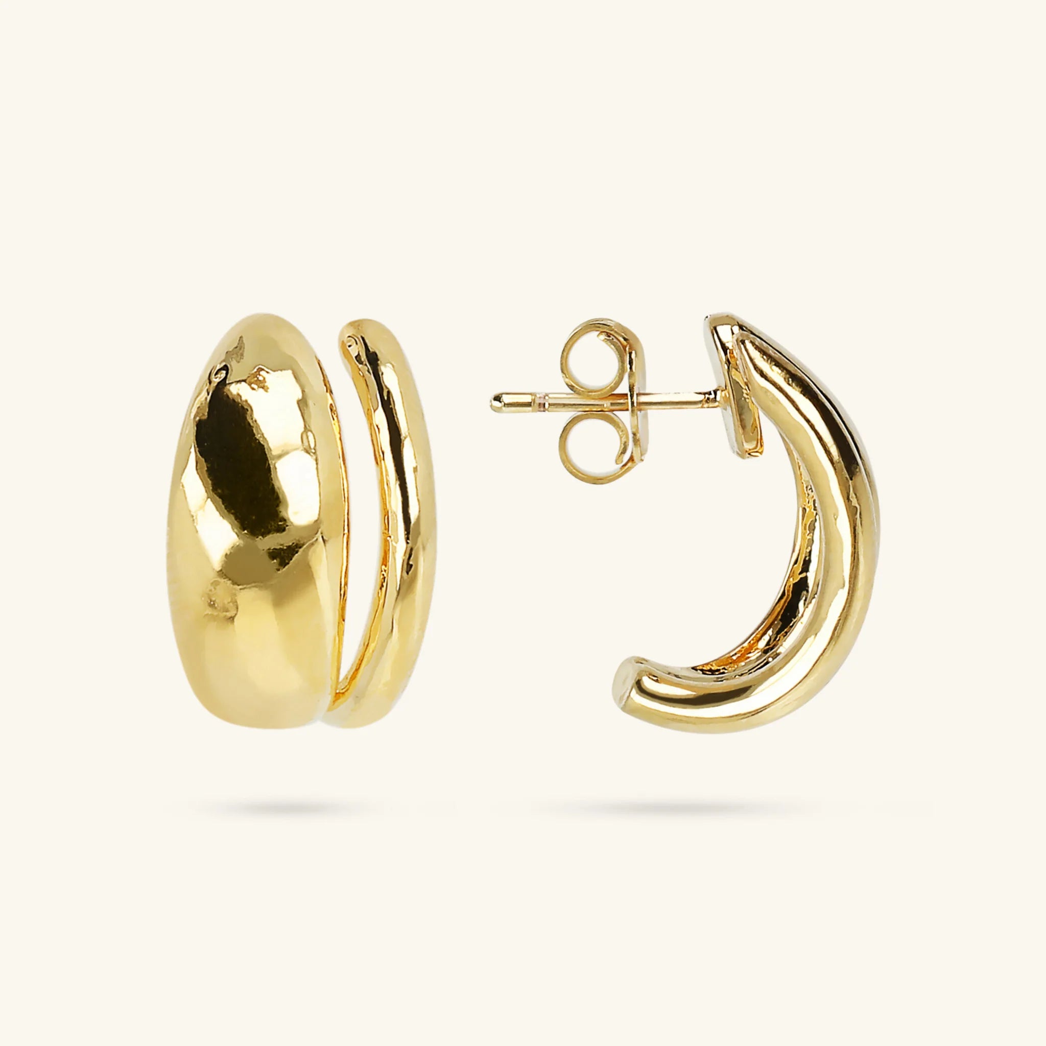 Double Design Hammered Earrings