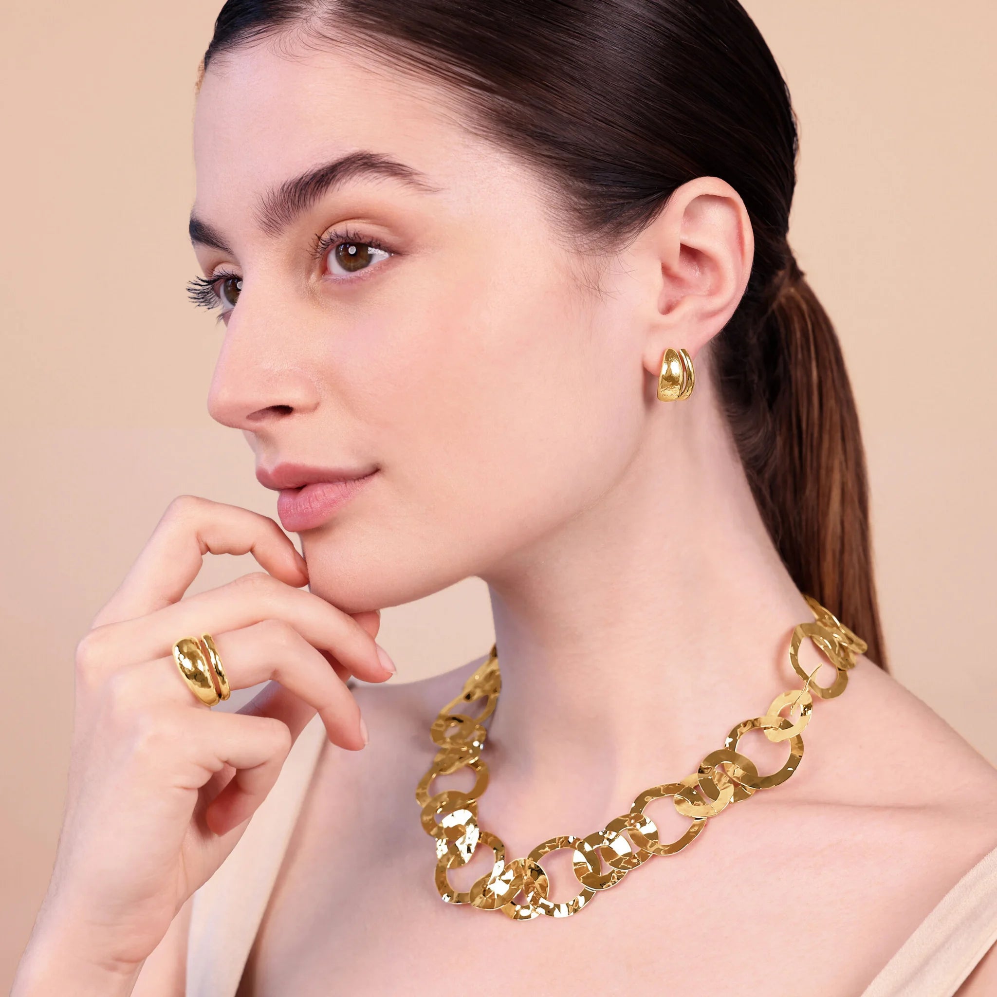 Double Design Hammered Earrings