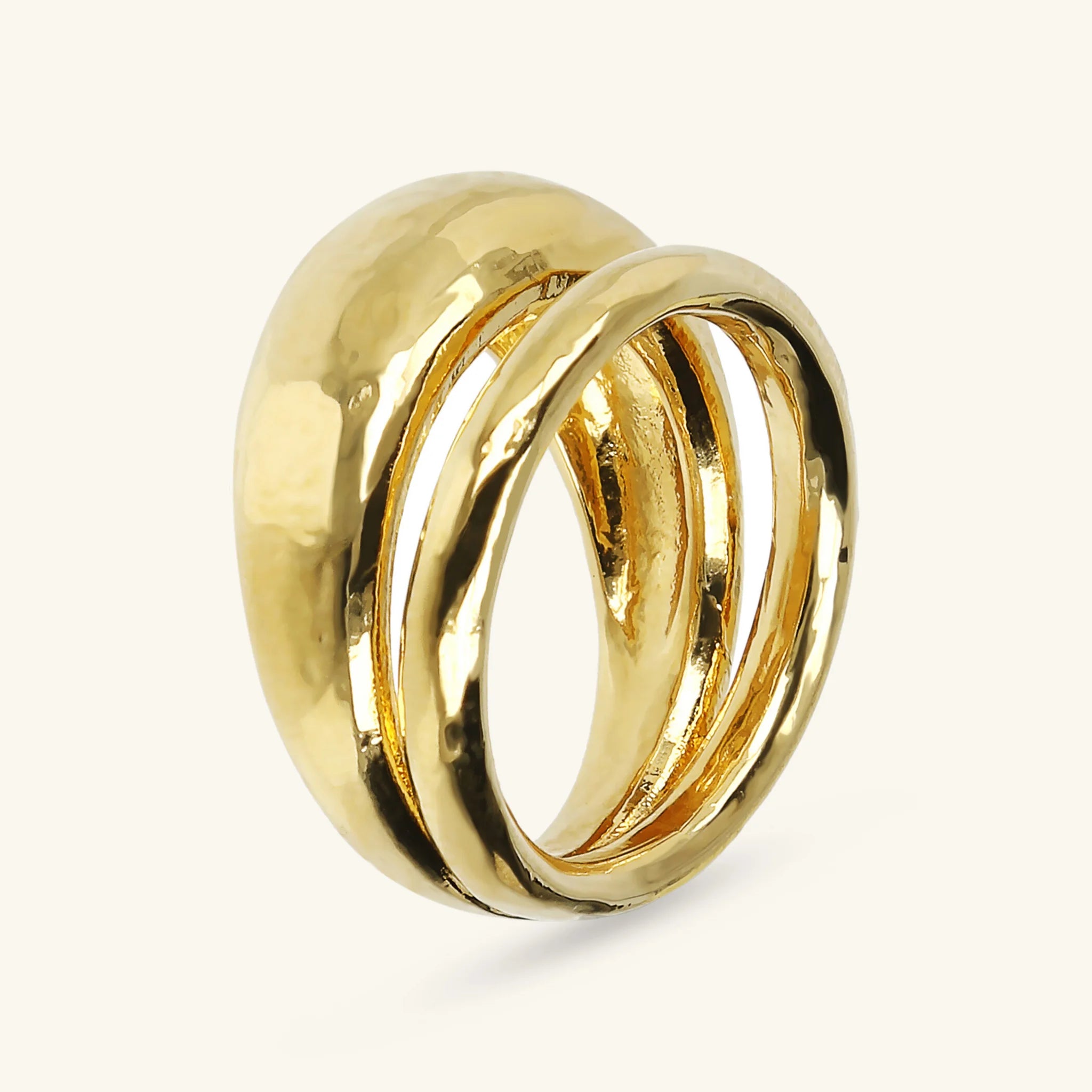 Double Design Hammered Band Ring