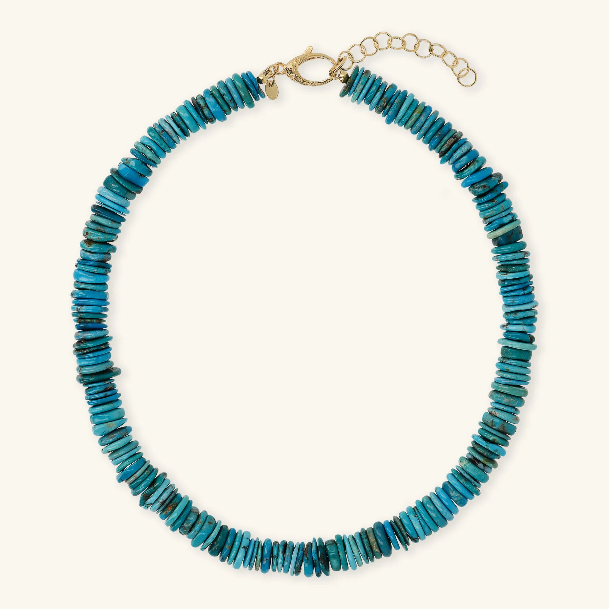 Collana Girocollo in Argento 925 Placcata Oro Giallo 18kt con Rondelle in Pietra Naturale