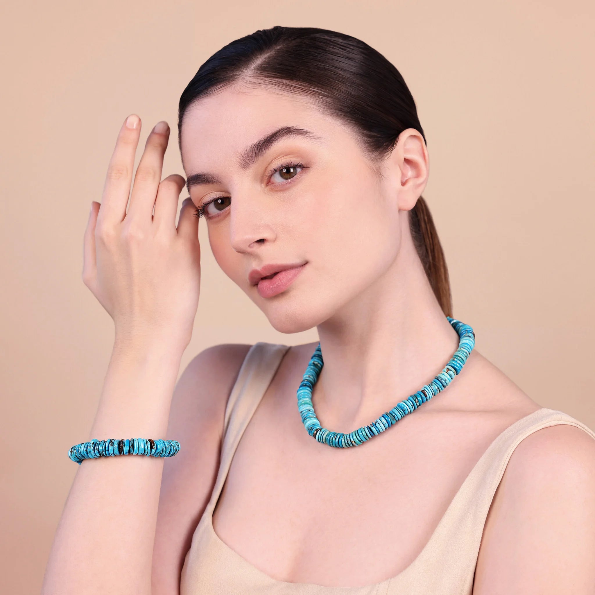 Collana Girocollo in Argento 925 Placcata Oro Giallo 18kt con Rondelle in Pietra Naturale