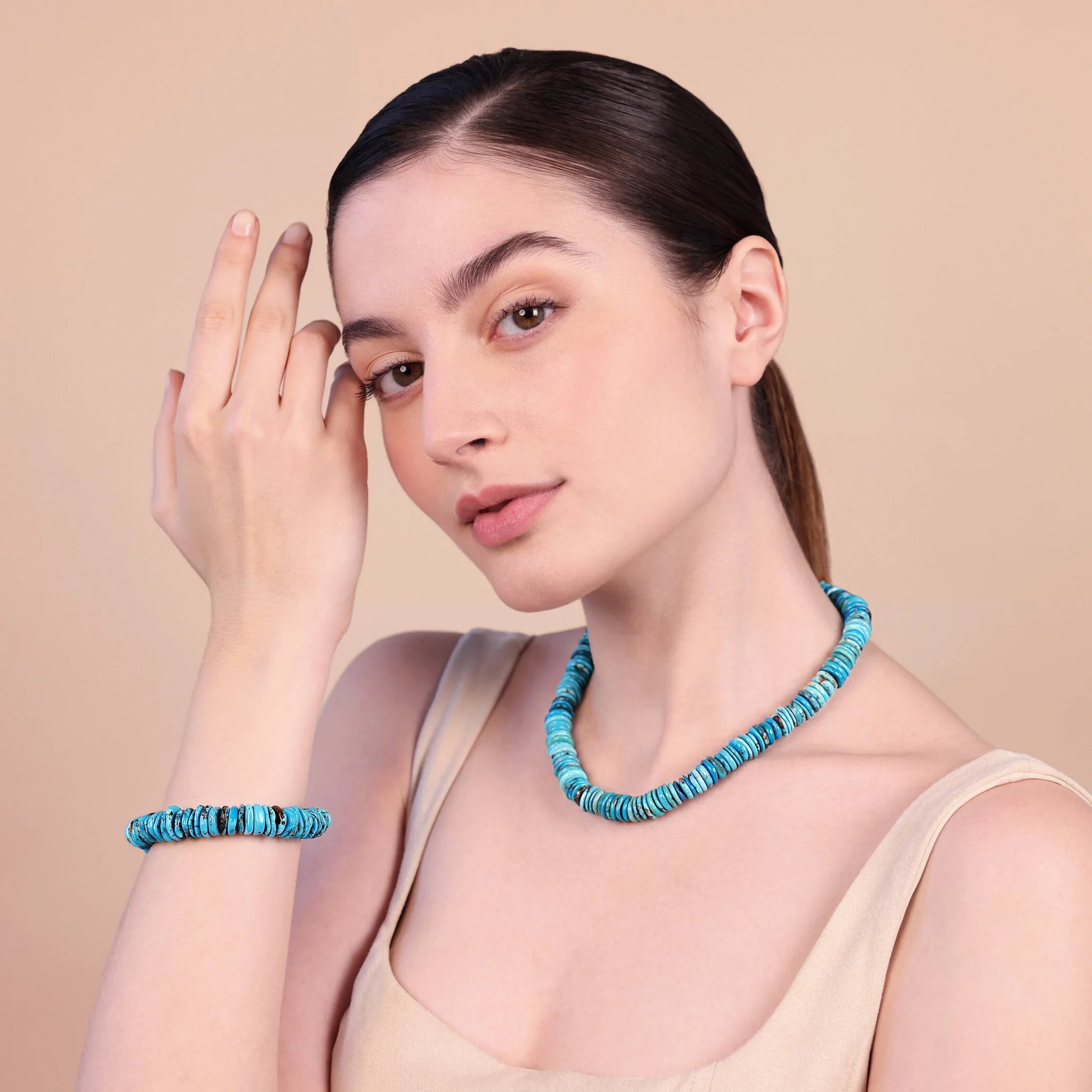 Collana Girocollo in Argento 925 Placcata Oro Giallo 18kt con Rondelle in Pietra Naturale