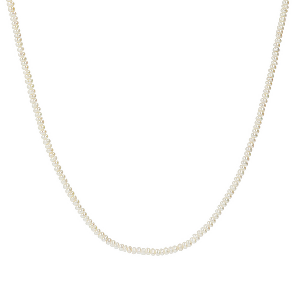 Necklace with Rondelle in White Pearl