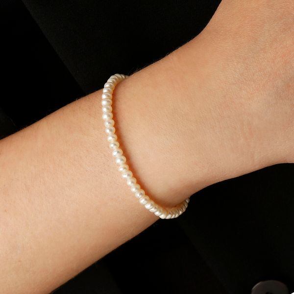Bracelet with Rondelle in White Pearl