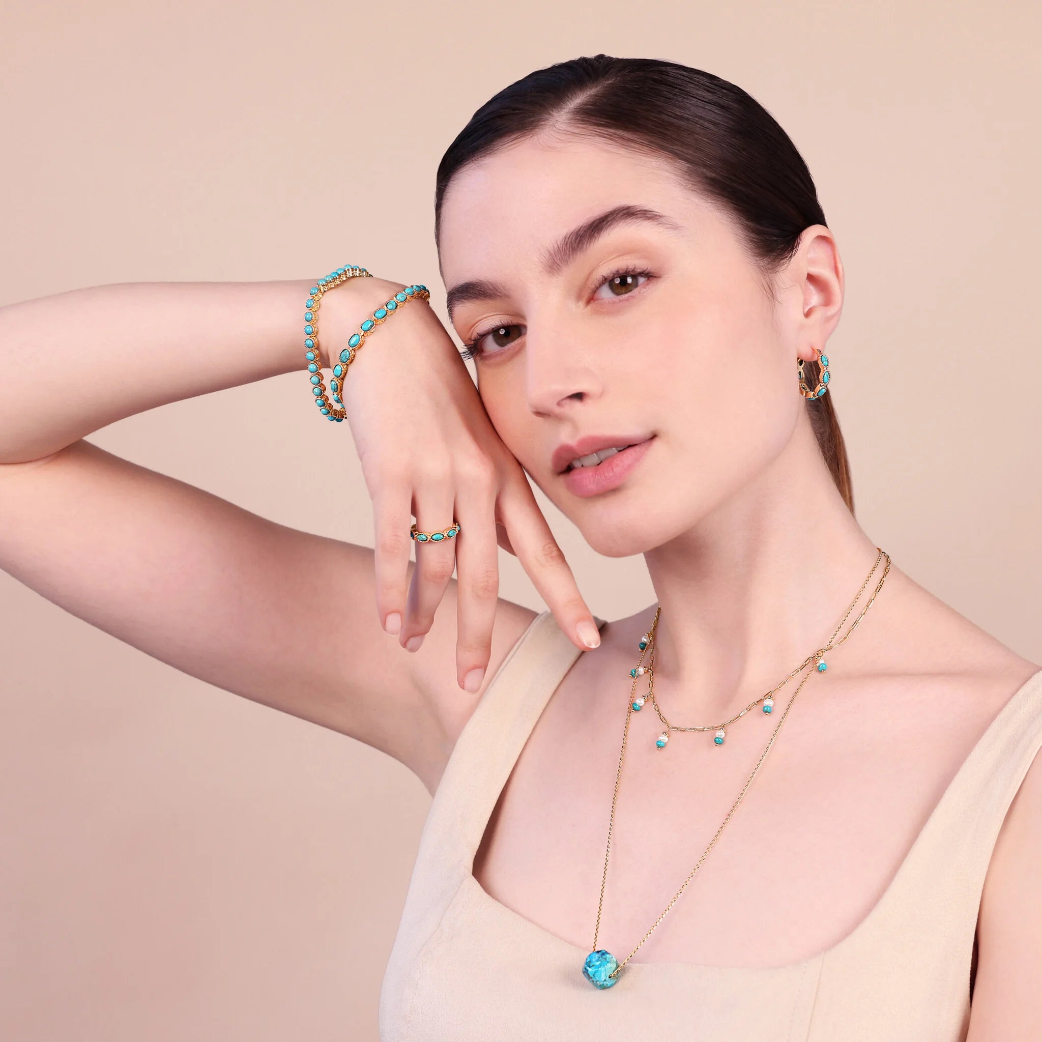 Bracciale con Pietra Naturale Turchese Tonda