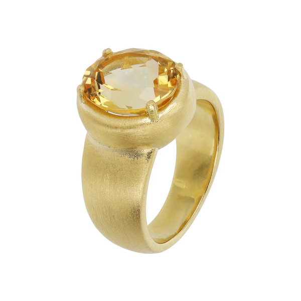 Satin Cocktail Ring with Round Natural Stone