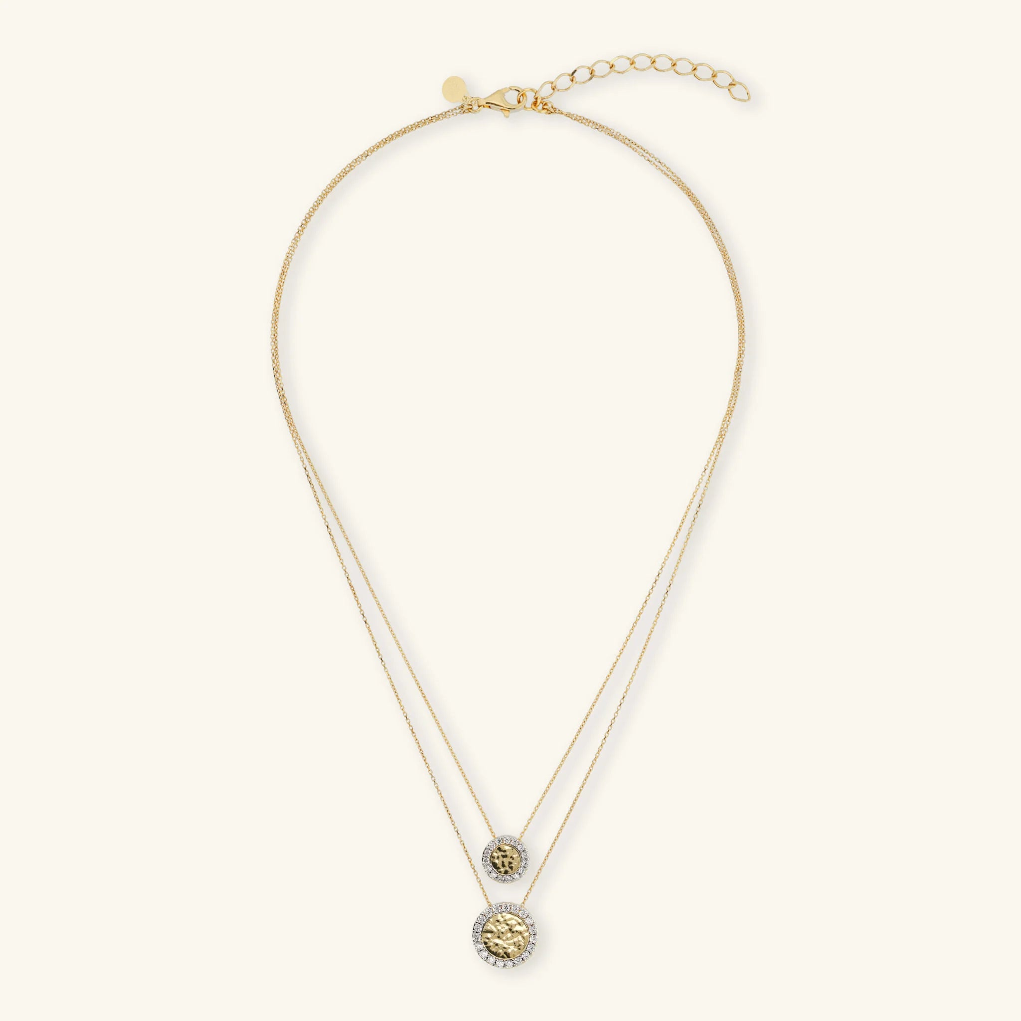 Collana Multifilo Eclissi Dorata in Argento 925 placcato Oro Giallo 18kt con Pavé di Cubic Zirconia