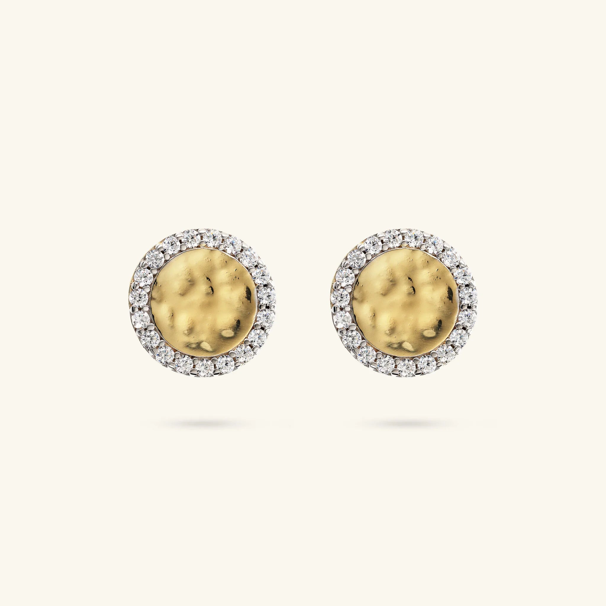 Orecchini Eclissi Dorata in Argento 925 placcato Oro Giallo 18kt con Pavé di Cubic Zirconia
