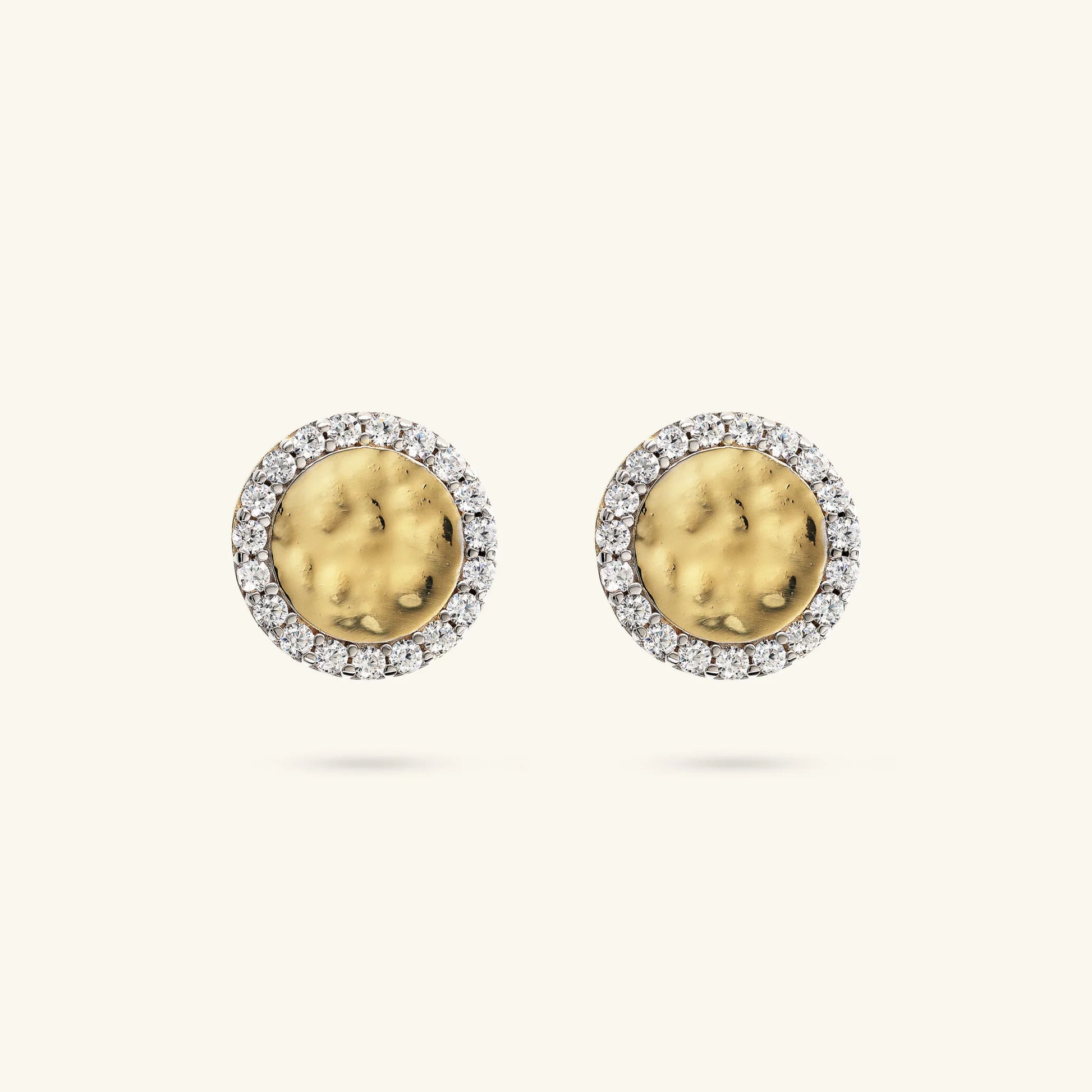 Golden Eclipse Earrings in 925 Silver Plated with 18kt Yellow Gold with Cubic Zirconia Pavé