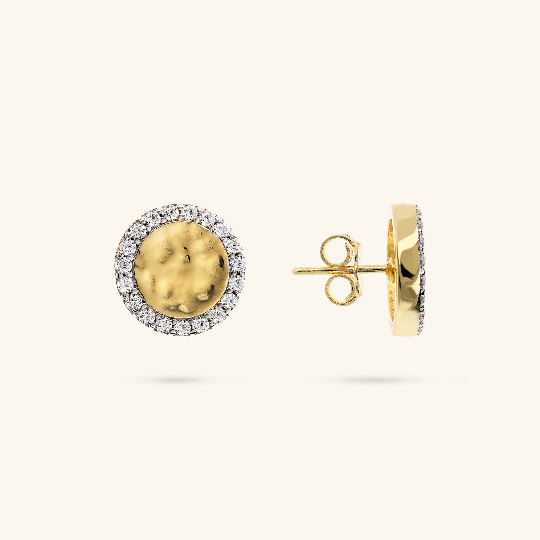 Orecchini Eclissi Dorata in Argento 925 placcato Oro Giallo 18kt con Pavé di Cubic Zirconia