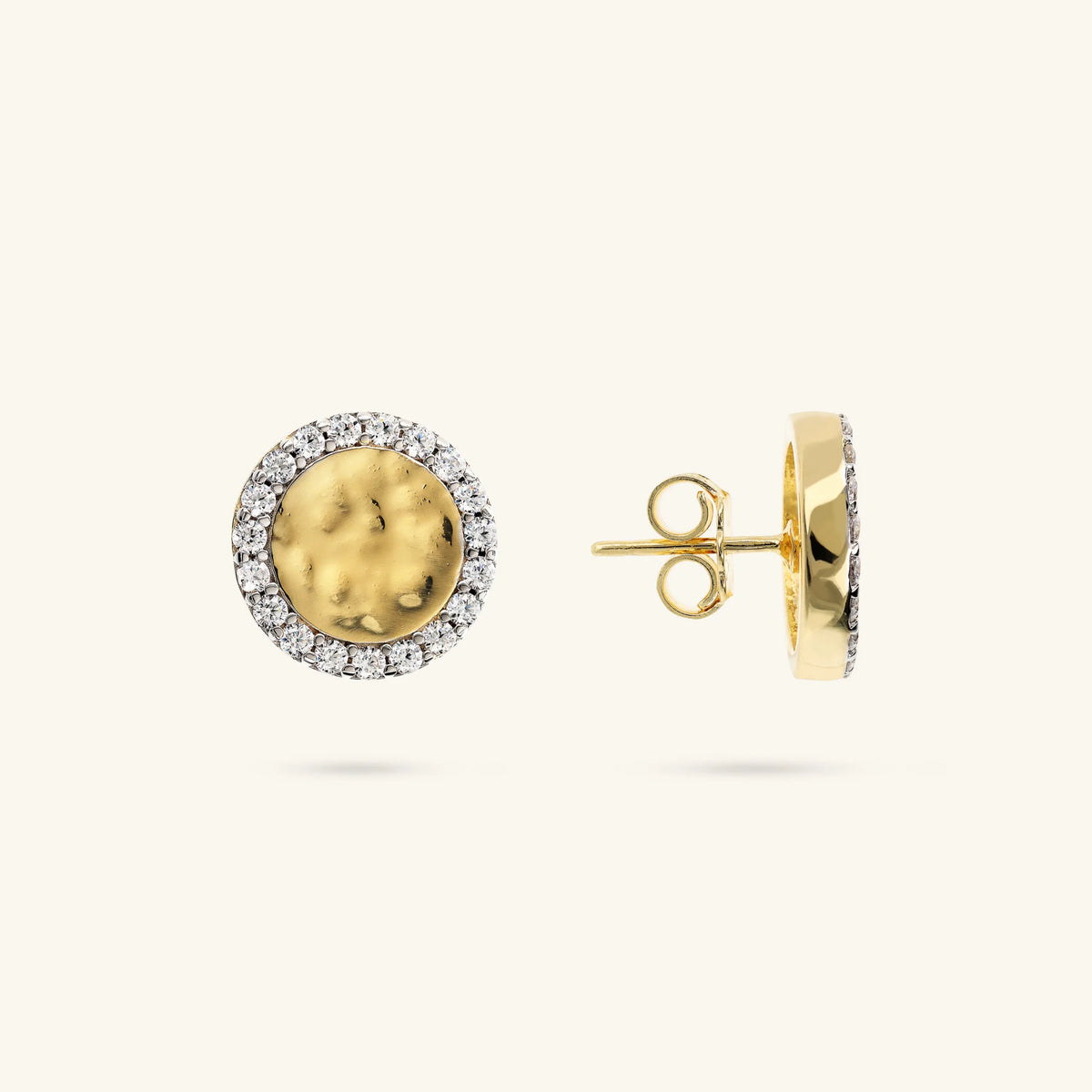 Golden Eclipse Earrings in 925 Silver Plated with 18kt Yellow Gold with Cubic Zirconia Pavé