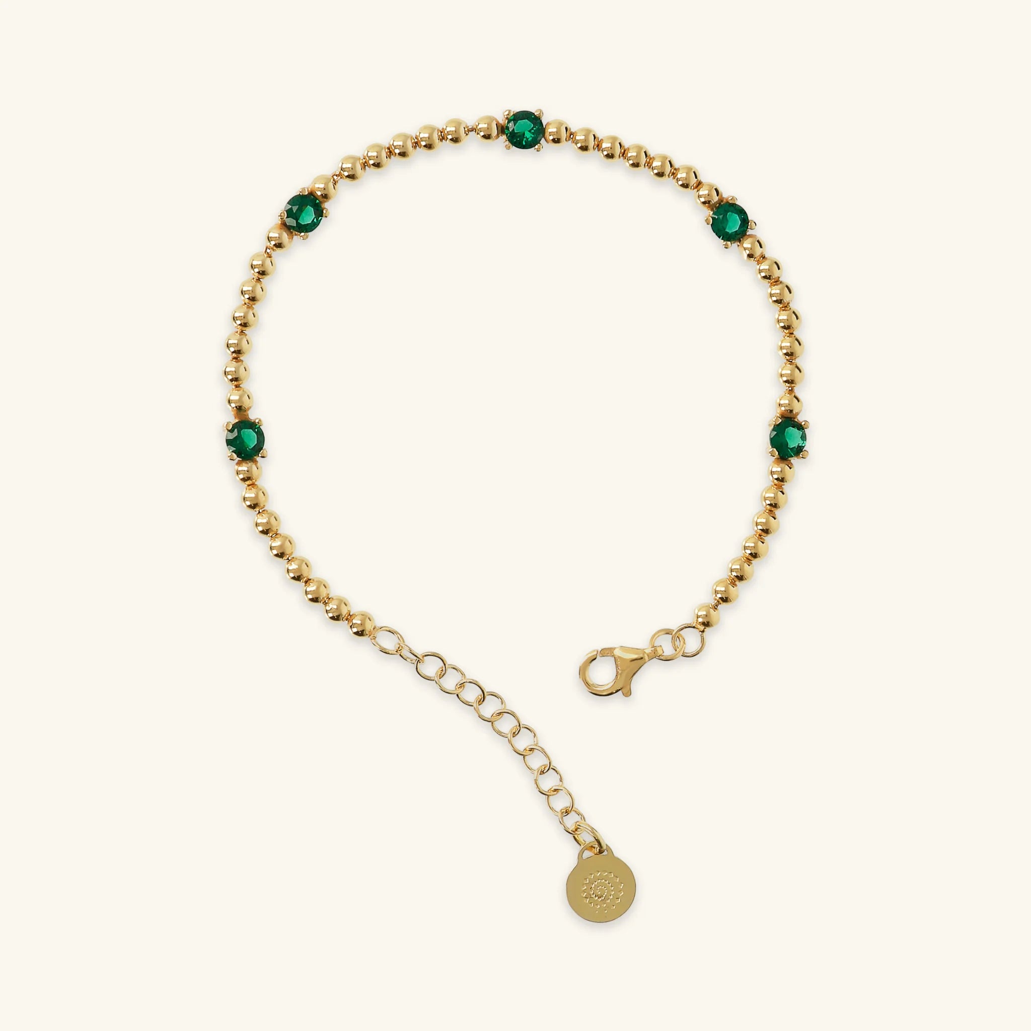 Bracciale in Argento 925 Placcato Oro Giallo 18kt con Piccole Sfere e Punti Luce in Cubic Zirconia