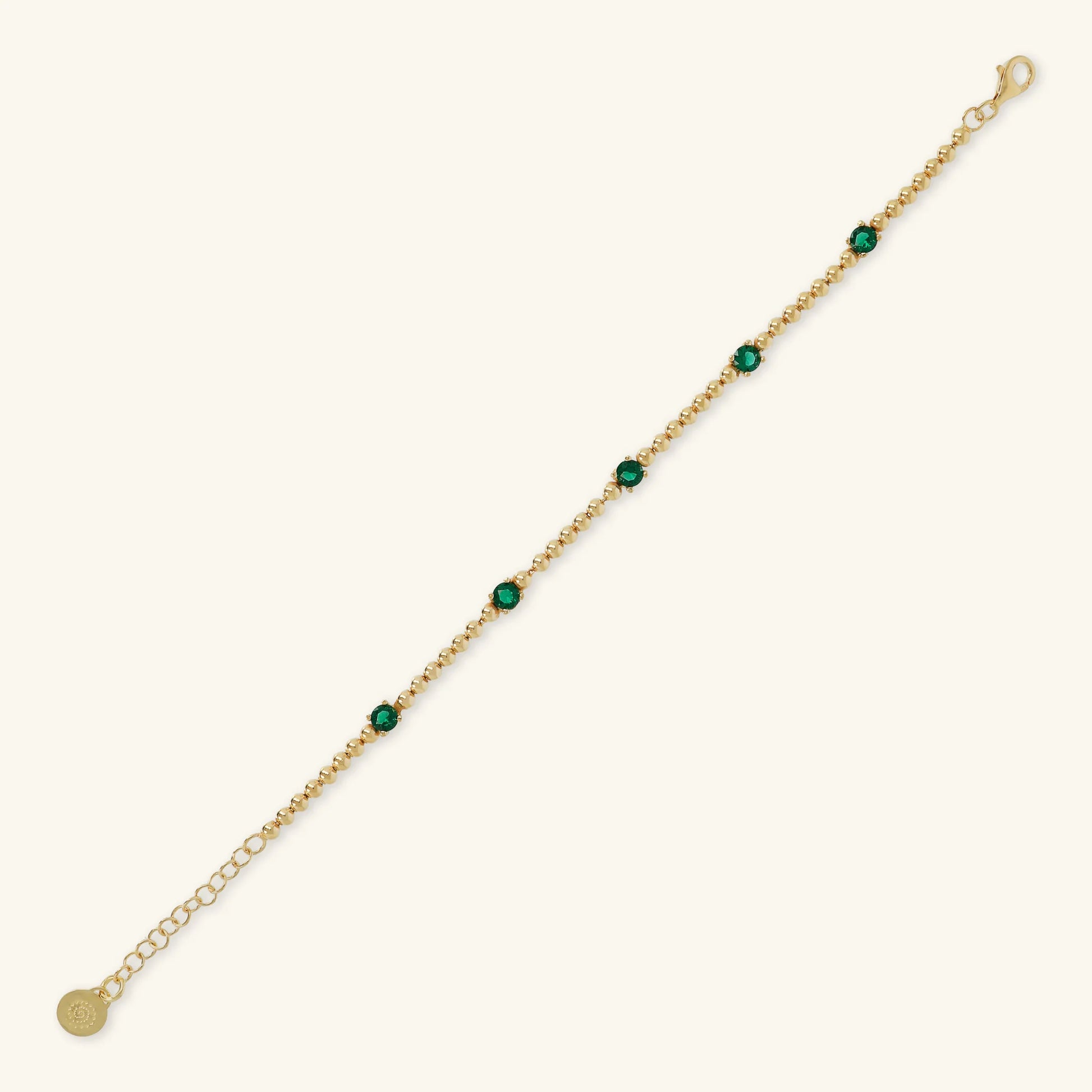 Armband aus 925er Silber, vergoldet mit 18 Karat Gelbgold, mit kleinen Kugeln und Lichtpunkten aus Zirkonia