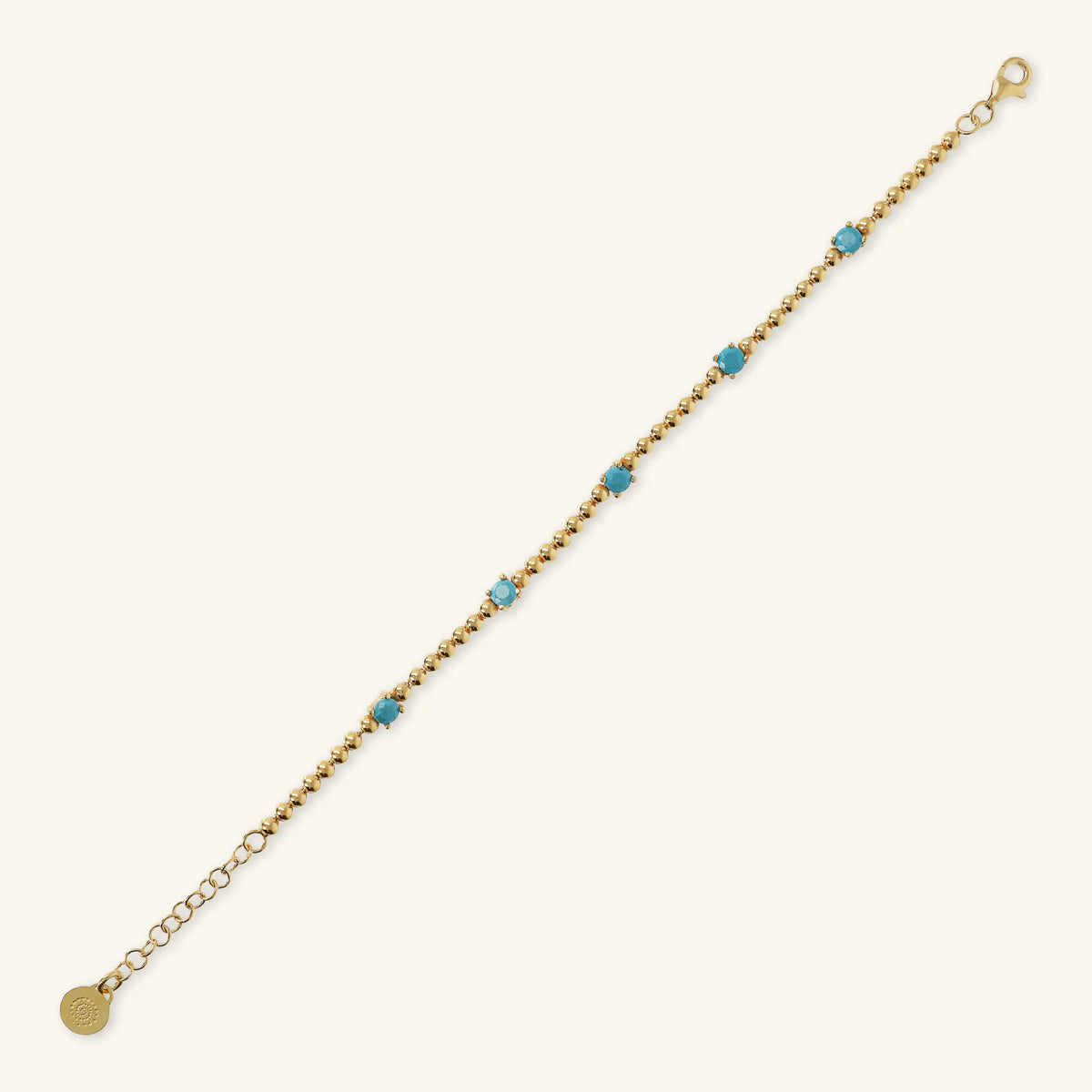 Bracelet en argent 925 plaqué or jaune 18 carats avec petites sphères et points de lumière en zircon cubique