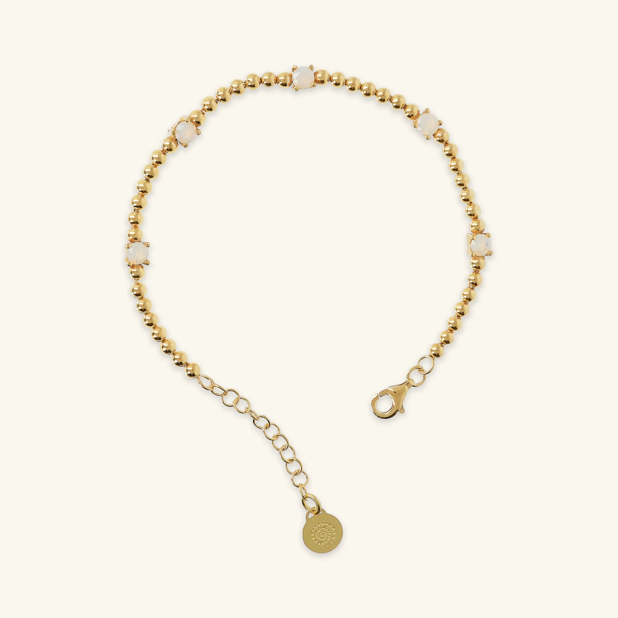 Bracciale in Argento 925 Placcato Oro Giallo 18kt con Piccole Sfere e Punti Luce in Cubic Zirconia