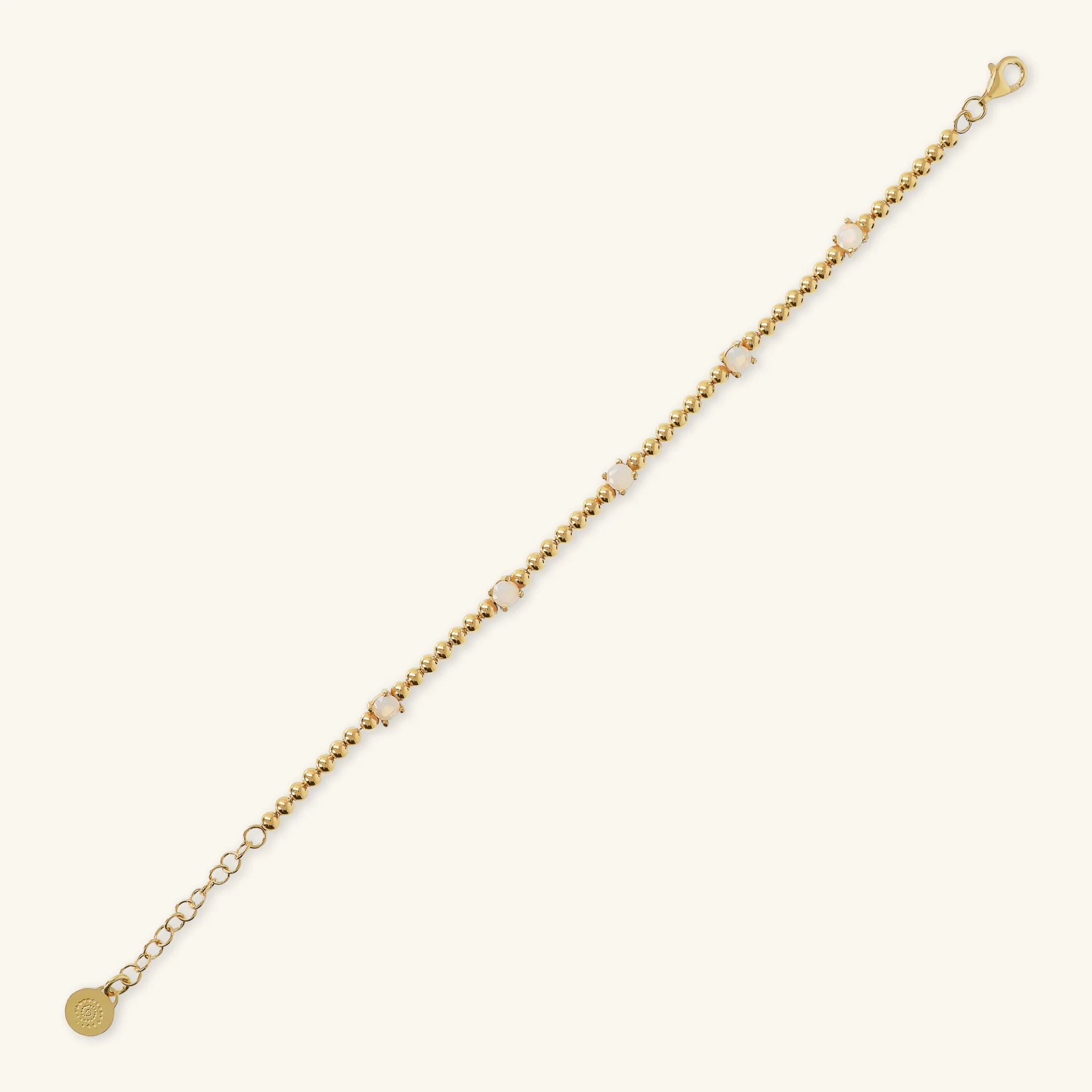 Bracciale in Argento 925 Placcato Oro Giallo 18kt con Piccole Sfere e Punti Luce in Cubic Zirconia