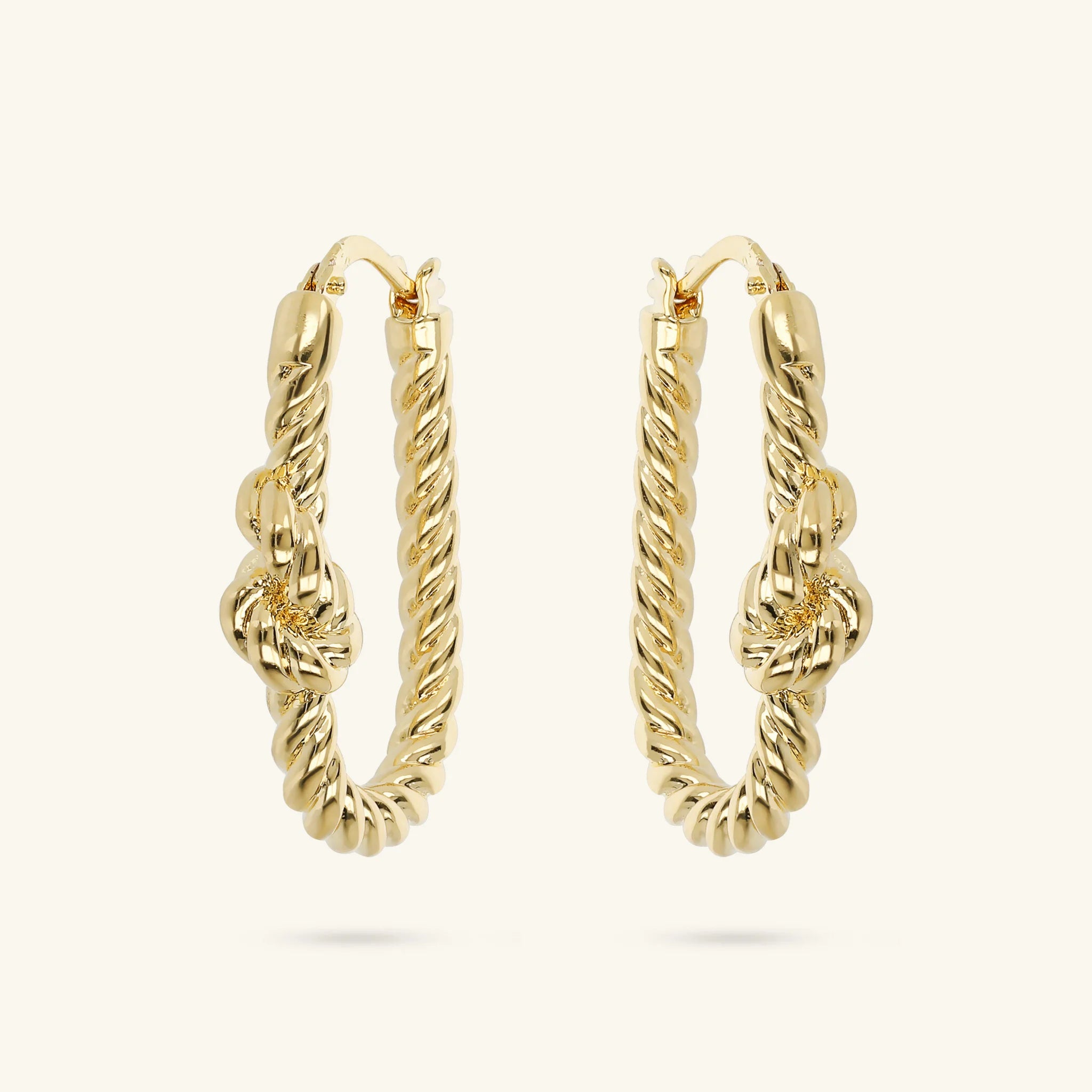 Oval Hoop Earrings with Knot