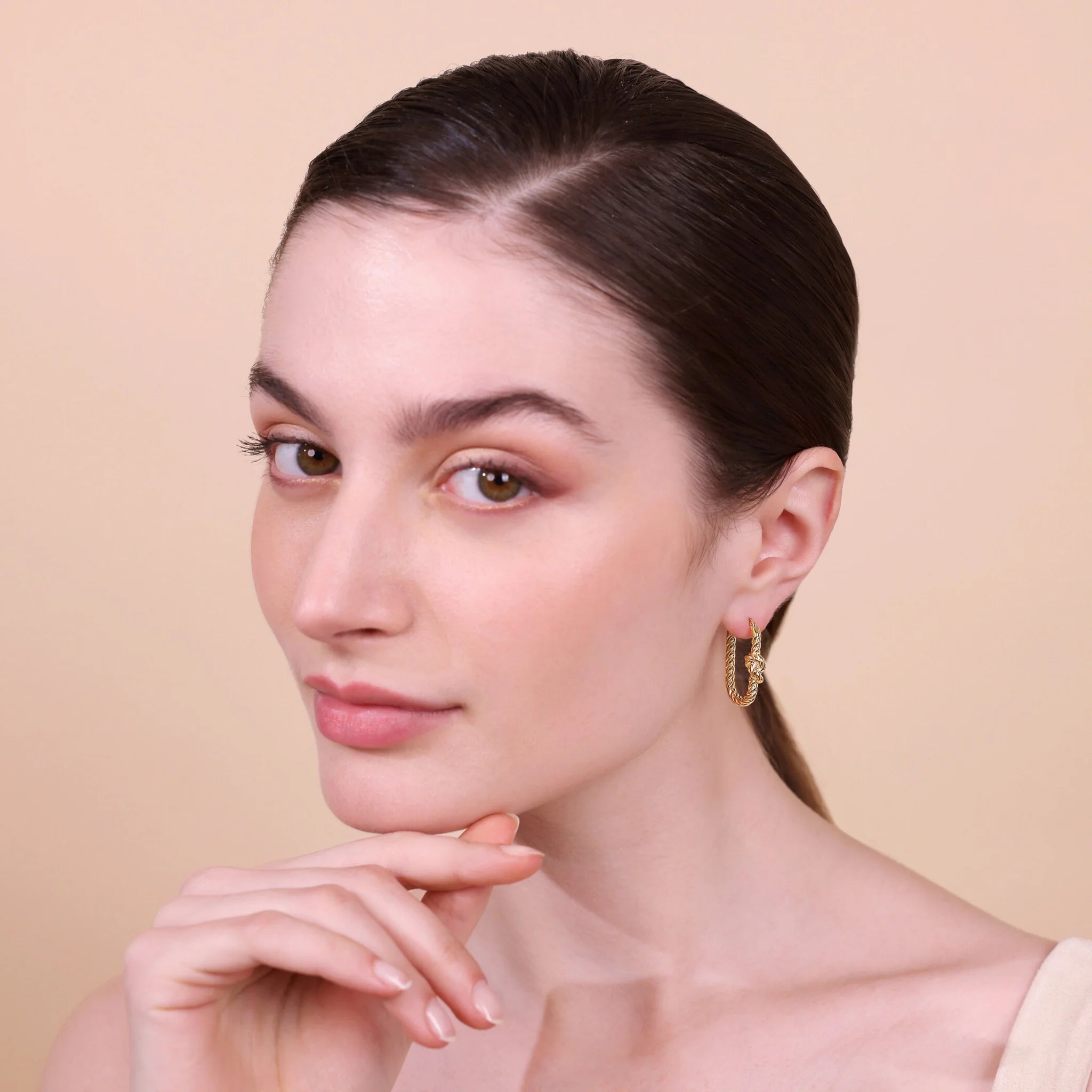 Oval Hoop Earrings with Knot