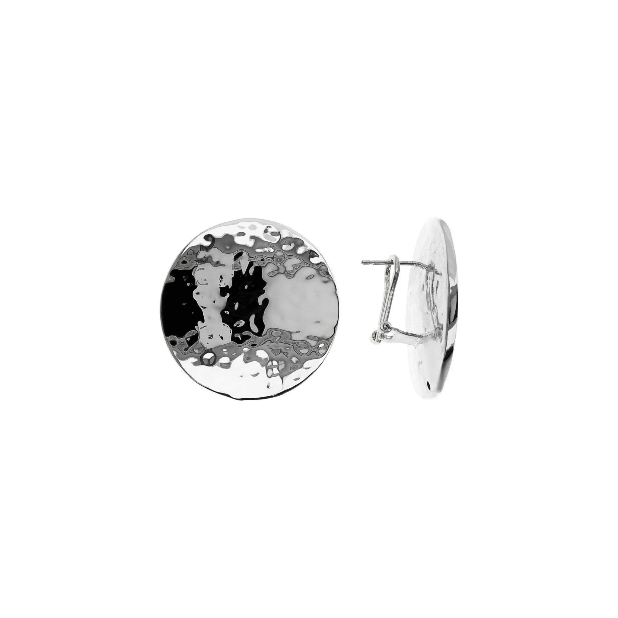 Stud Earrings with Hammered Disc