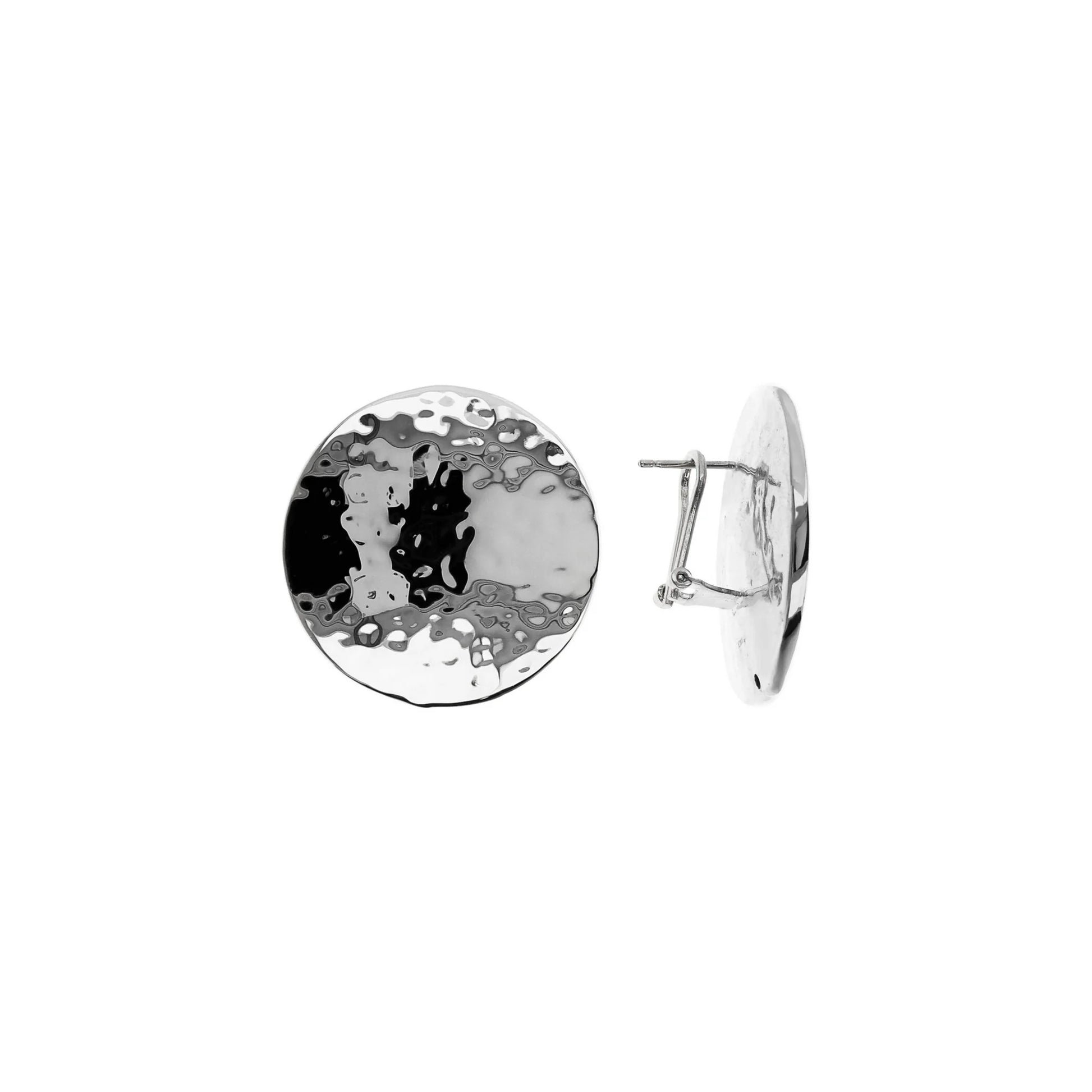 Stud Earrings with Hammered Disc