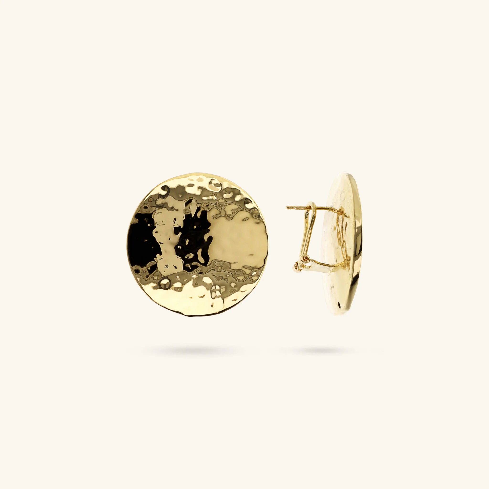 Stud Earrings with Hammered Disc