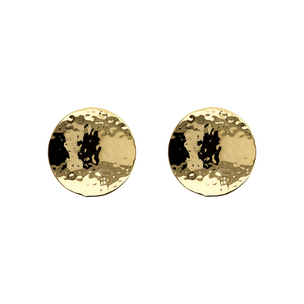Stud Earrings with Hammered Disc