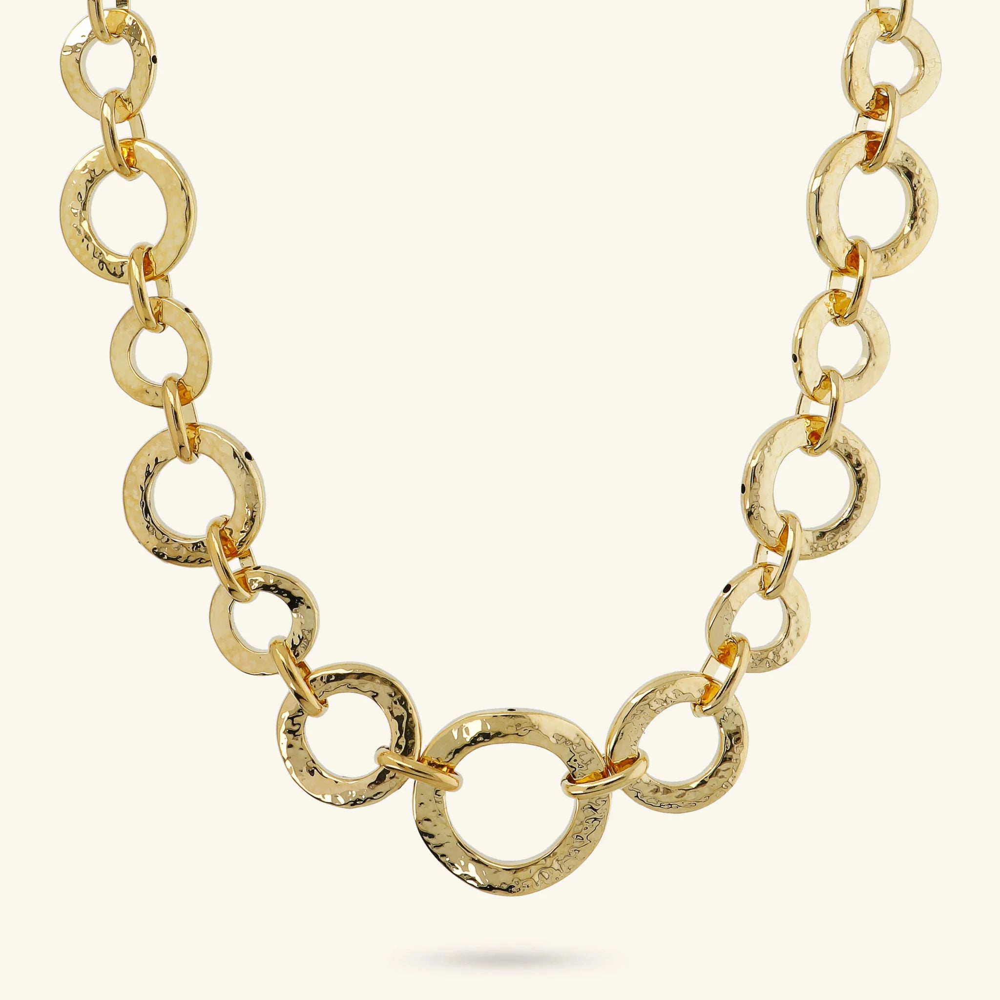 Hammered Necklace with Graduated Ring Chain