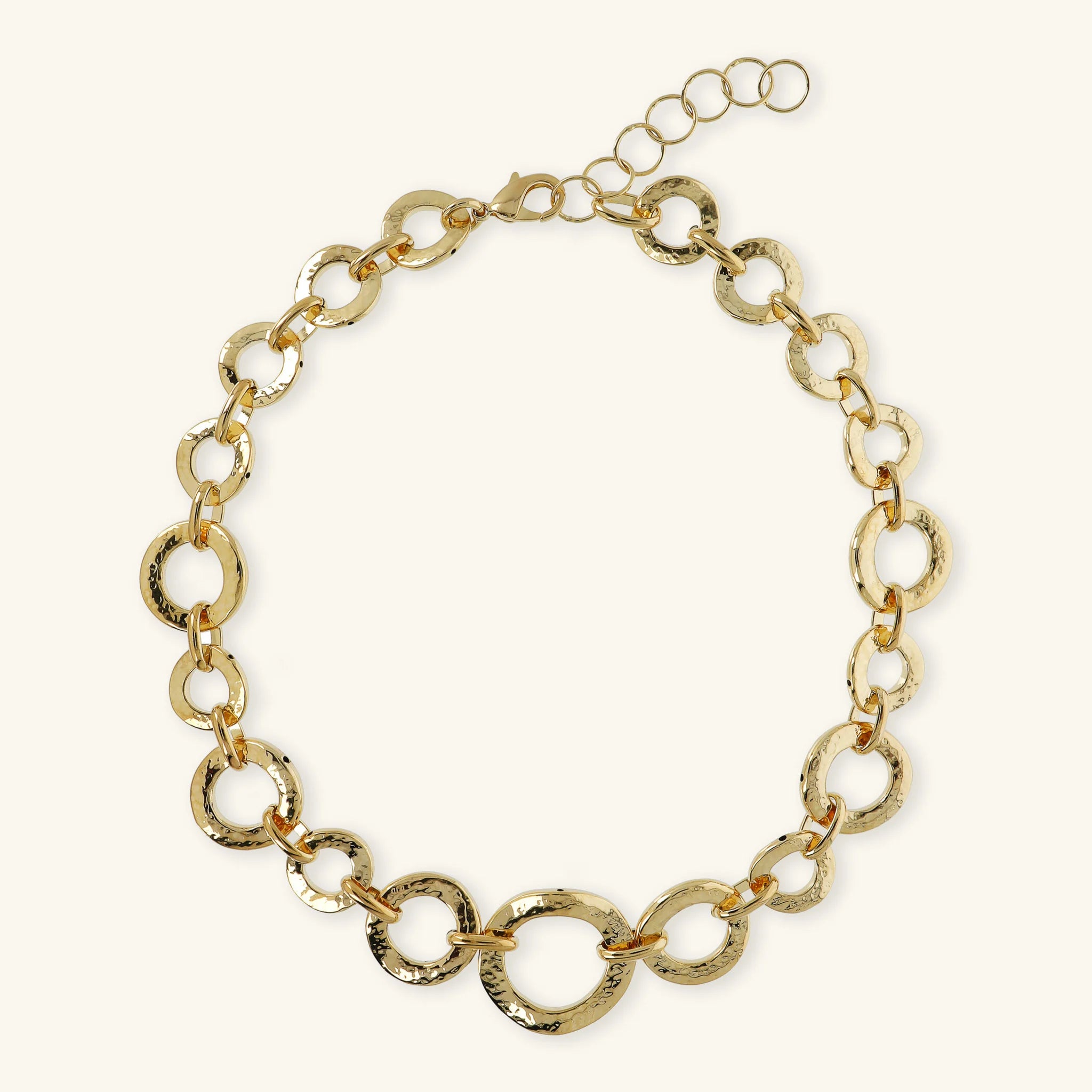Hammered Necklace with Graduated Ring Chain