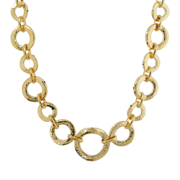 Hammered Necklace with Graduated Ring Links