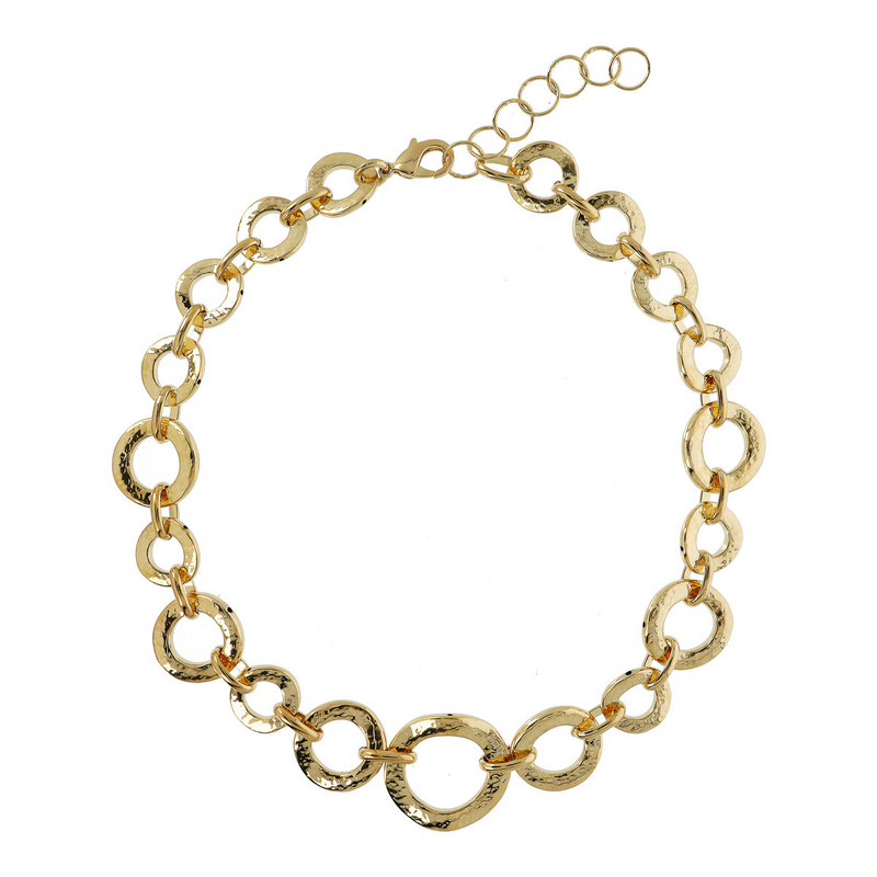 Hammered Necklace with Graduated Ring Link