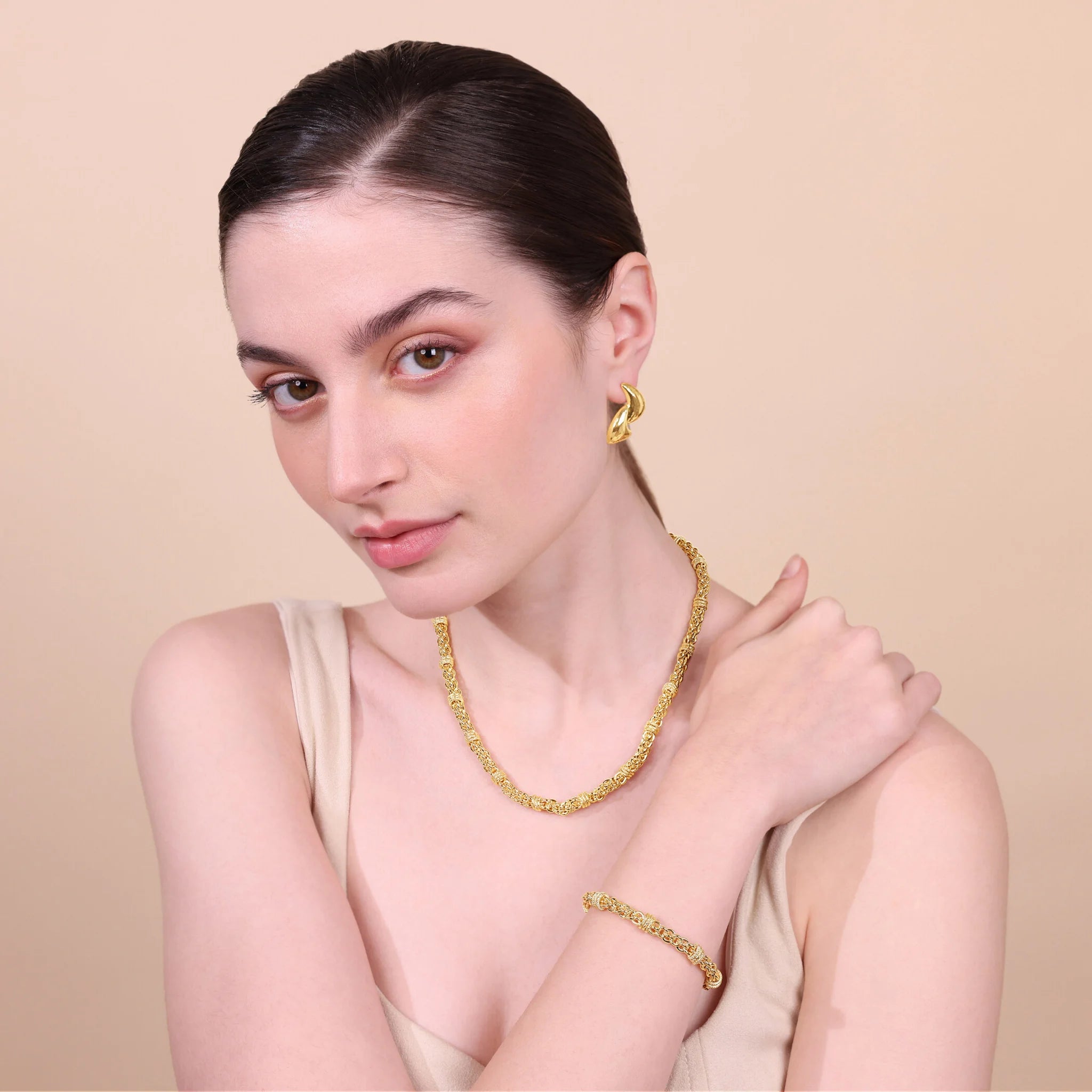 Braided Chain Bracelet with Rondelles