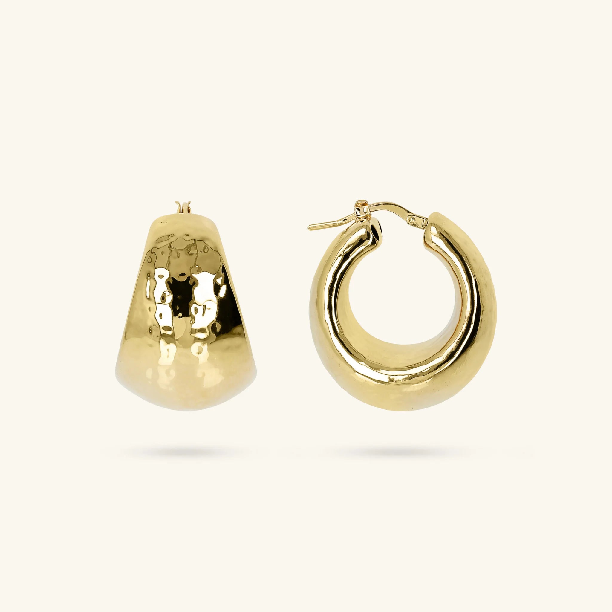 Graduated Design Hammered Hoop Earrings