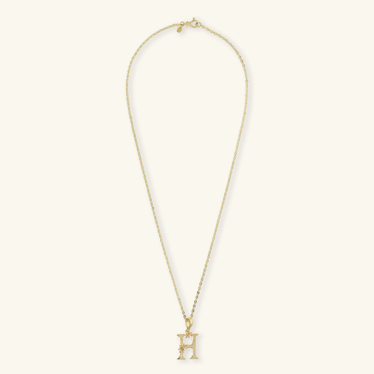 Diamond-Cut Necklace Set with Hammered Initial Pendant and Flower