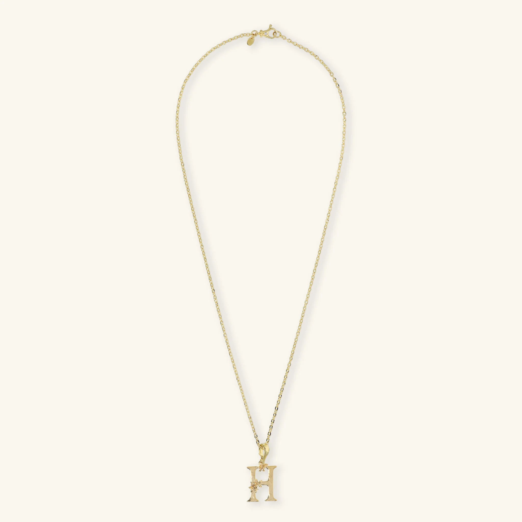 Set Collana Diamantata e Ciondolo Iniziale Martellato con Fiore