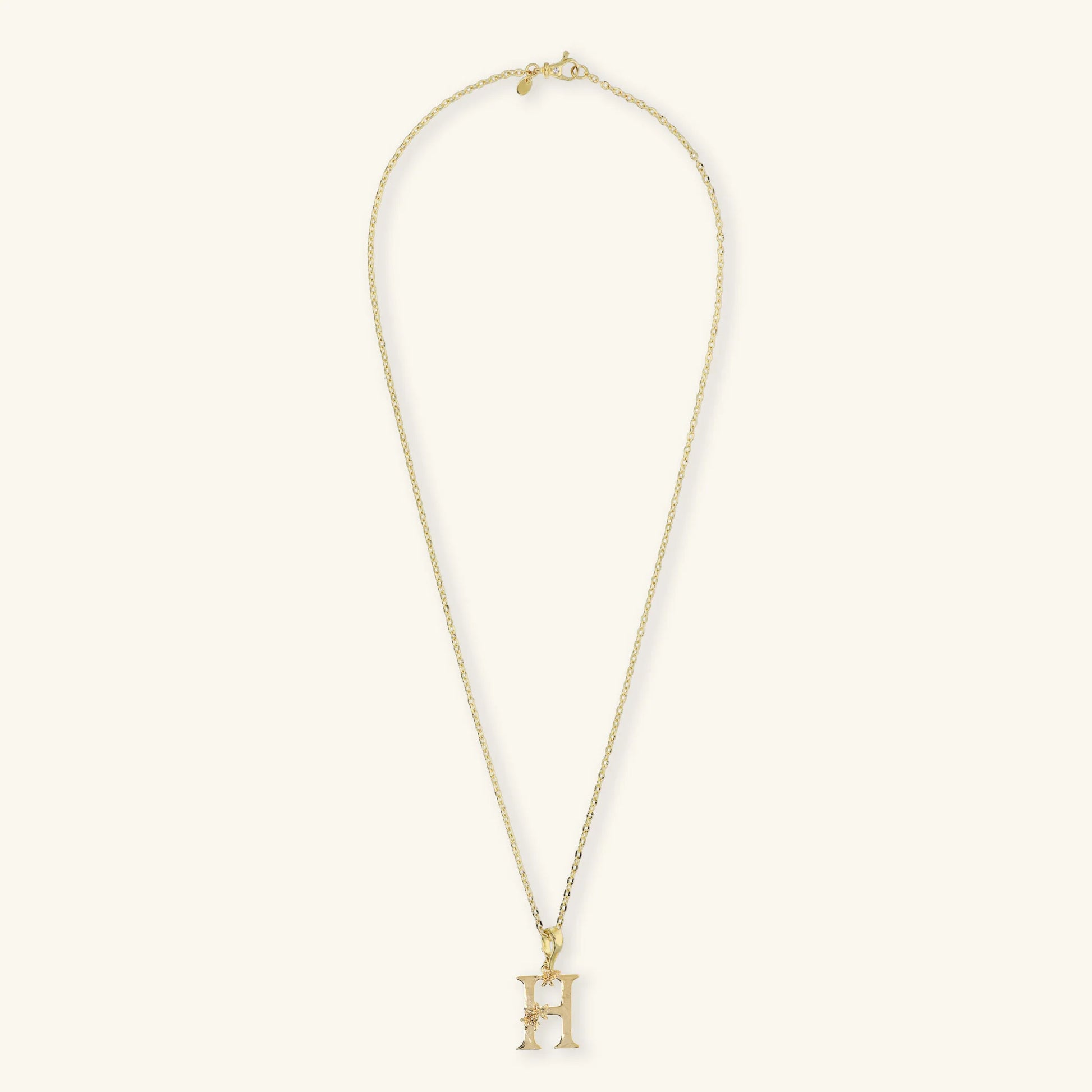 Set Collana Diamantata e Ciondolo Iniziale Martellato con Fiore