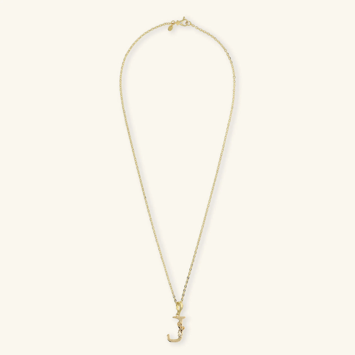 Diamond-Cut Necklace Set with Hammered Initial Pendant and Flower