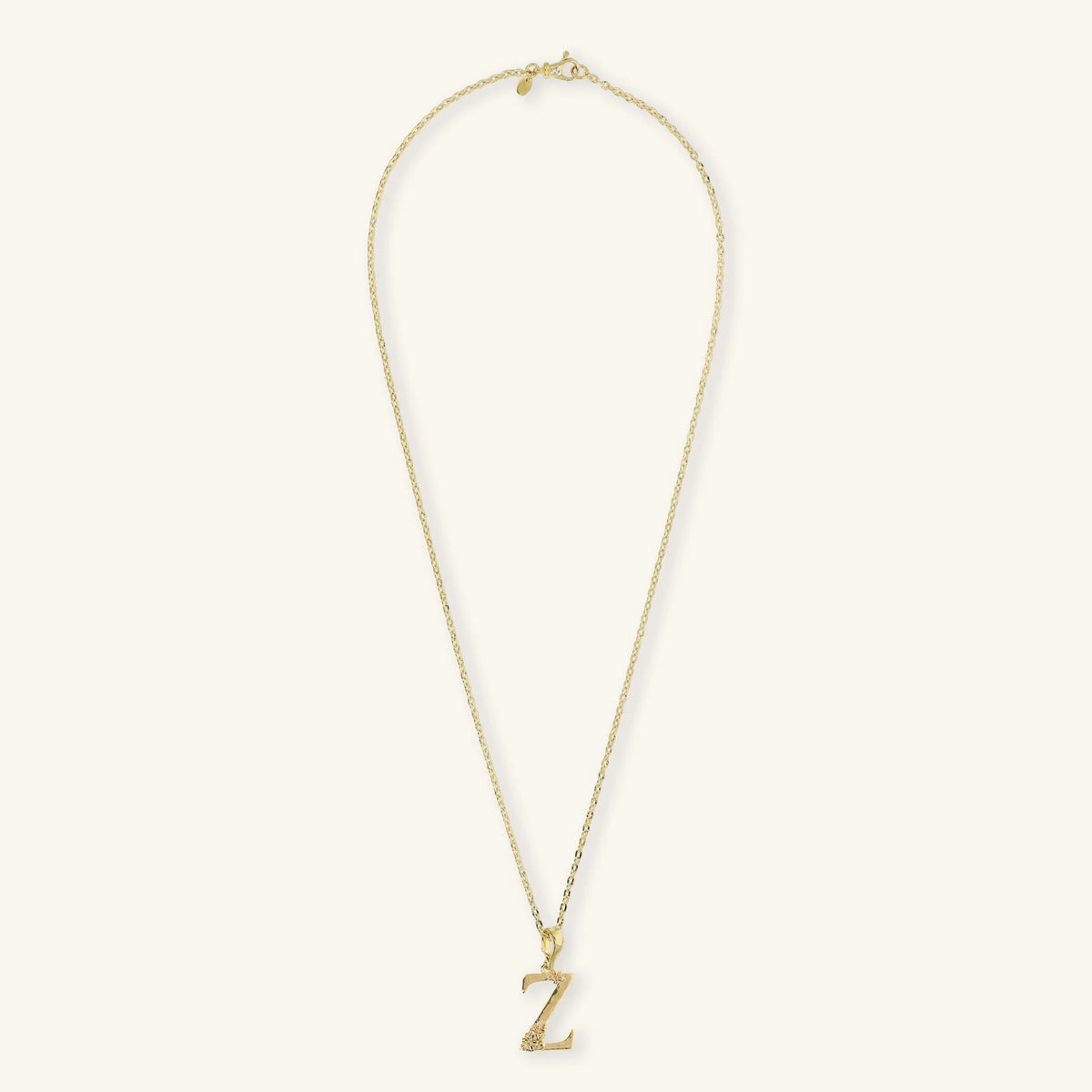 Diamond-Cut Necklace Set with Hammered Initial Pendant and Flower