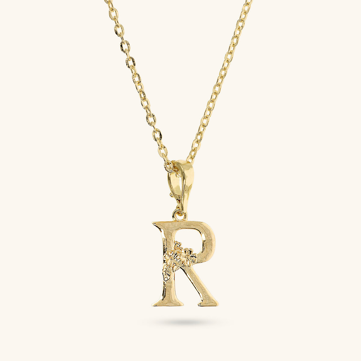 Diamond Necklace Set and Hammered Initial Pendant with Flower