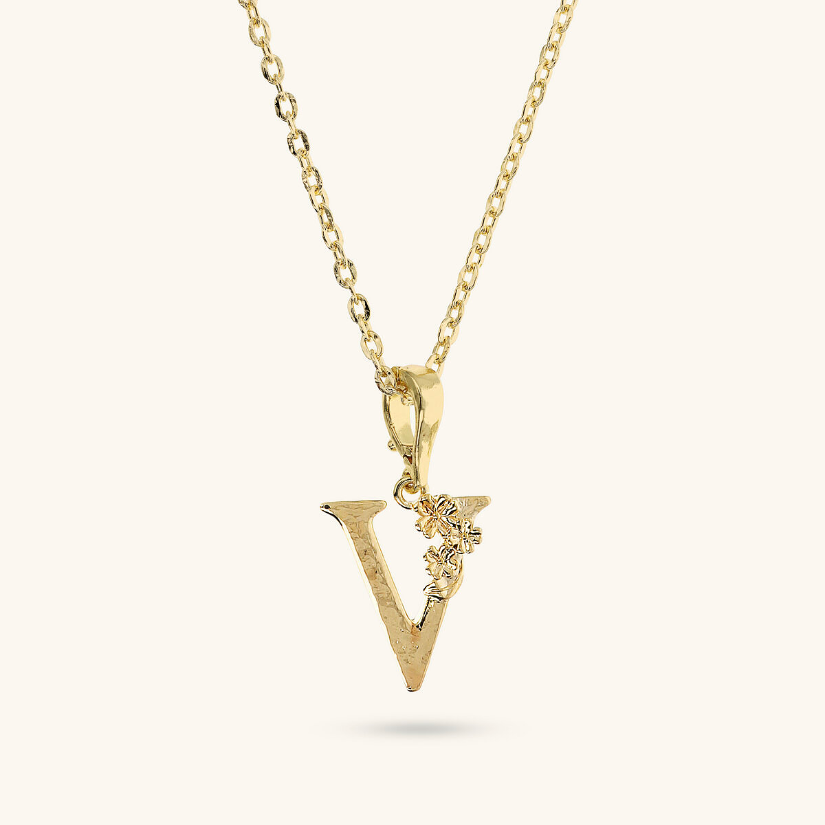 Diamond Necklace Set and Hammered Initial Pendant with Flower