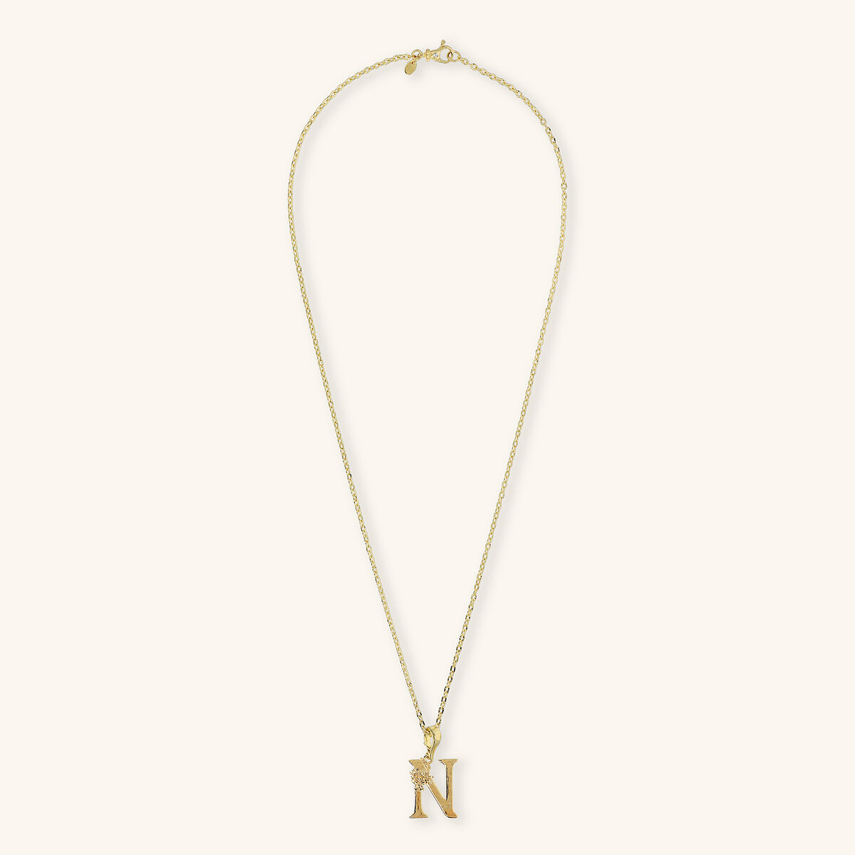 Diamond Necklace Set and Hammered Initial Pendant with Flower