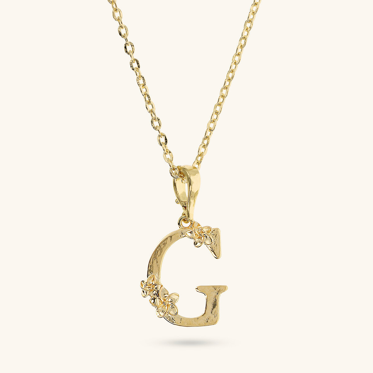 Diamond Necklace Set and Hammered Initial Pendant with Flower