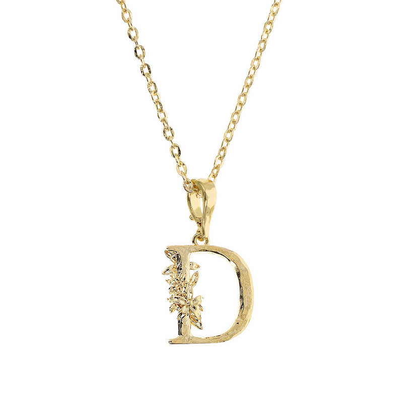 Diamond Necklace Set and Hammered Initial Pendant with Flower