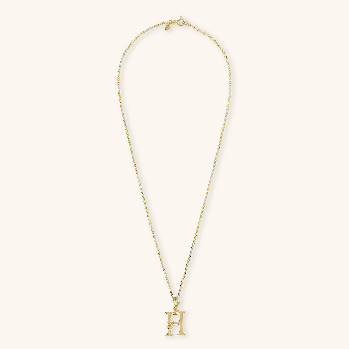 Diamond Necklace Set and Hammered Initial Pendant with Flower